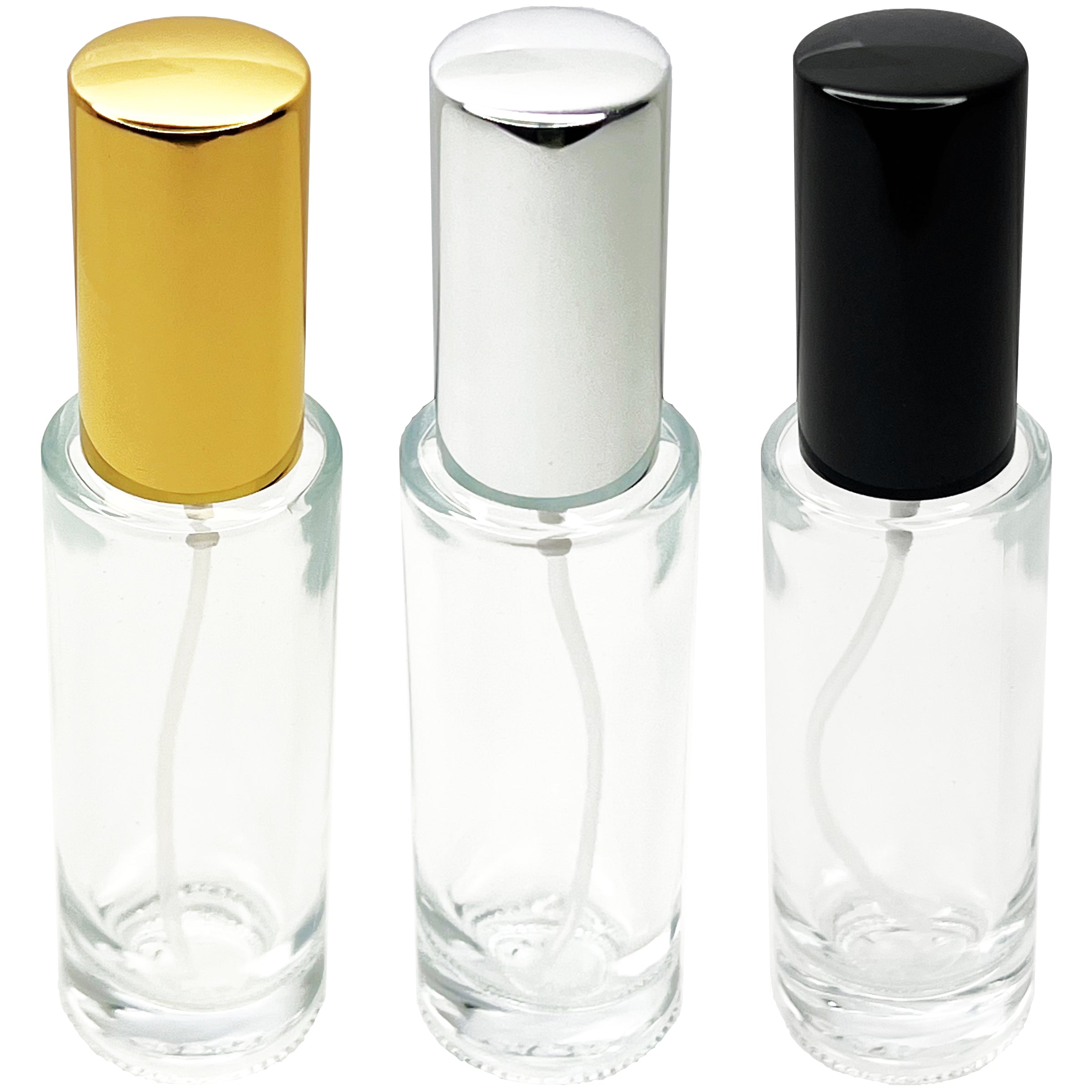 30ml 1oz thick glass cylinder perfume bottles 18mm sprayer
