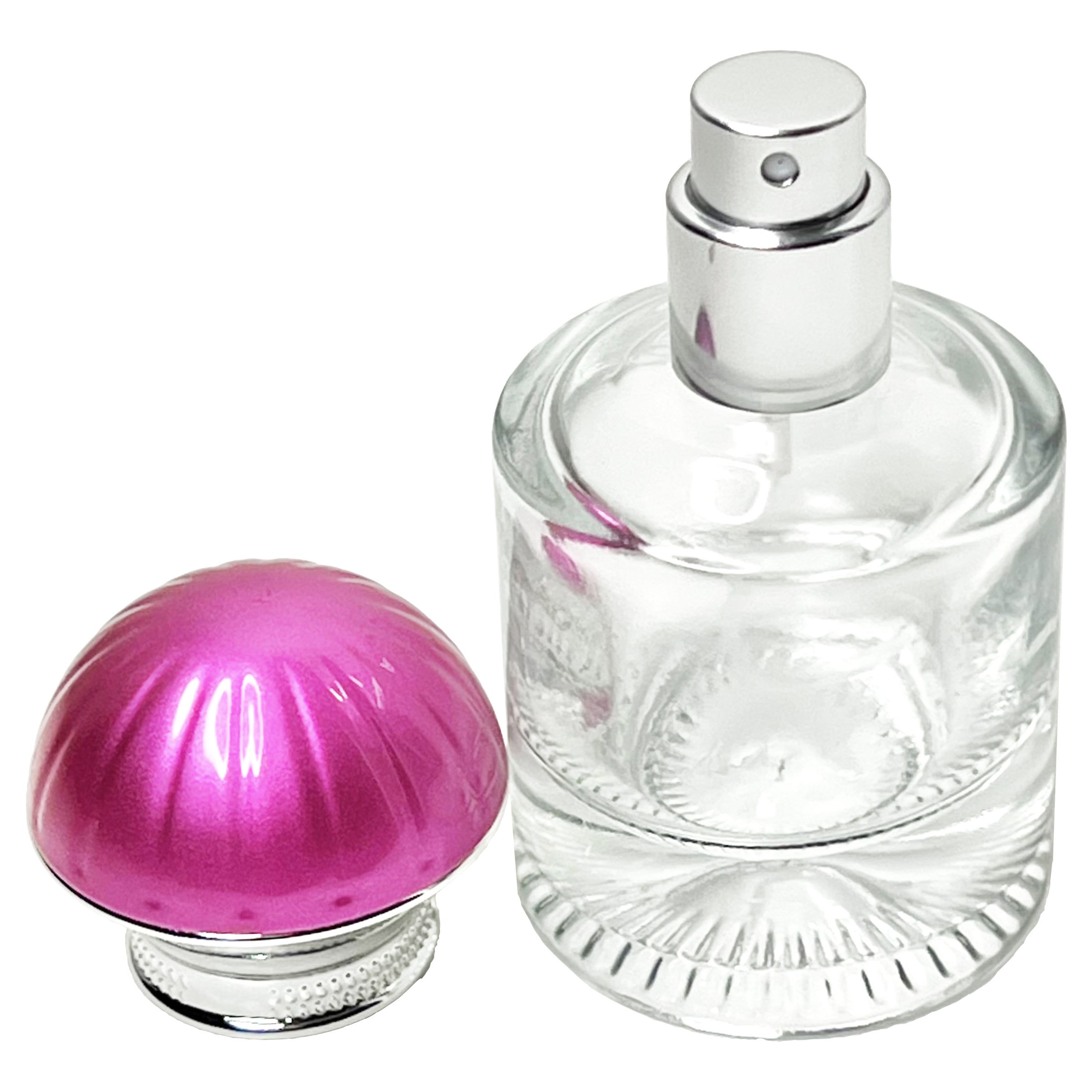 30ml 1oz heavy round clear glass spray bottles umbrella lids