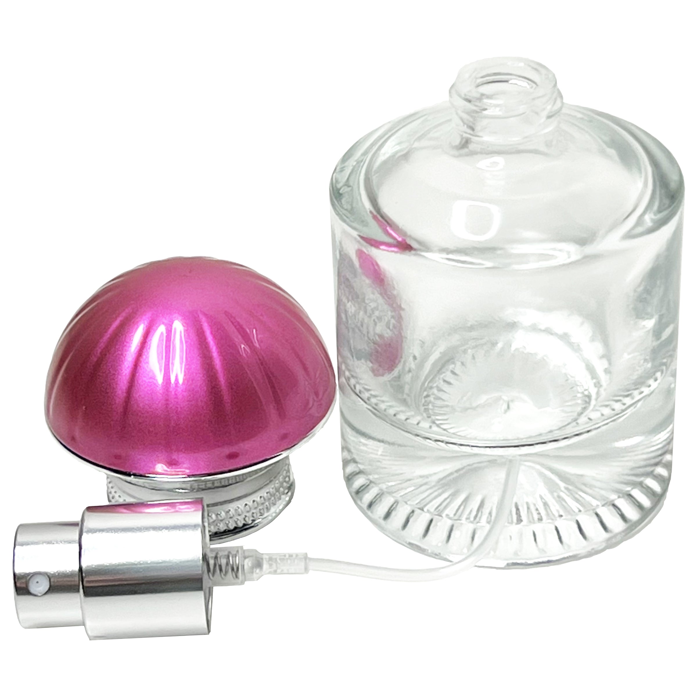 30ml 1oz heavy round clear glass spray bottles umbrella lids