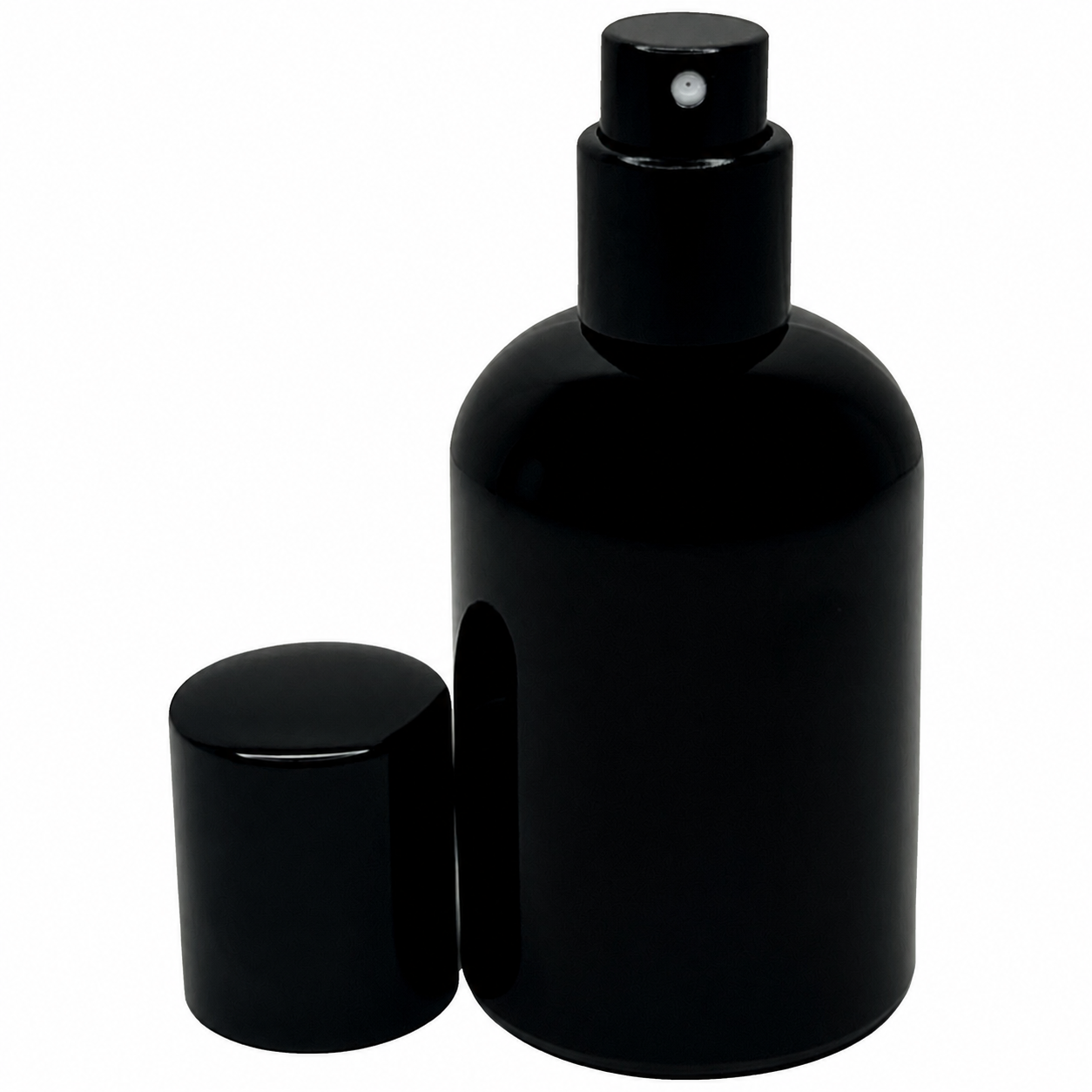 30ml 1oz all shiny black Boston Round glass perfume spray bottles
