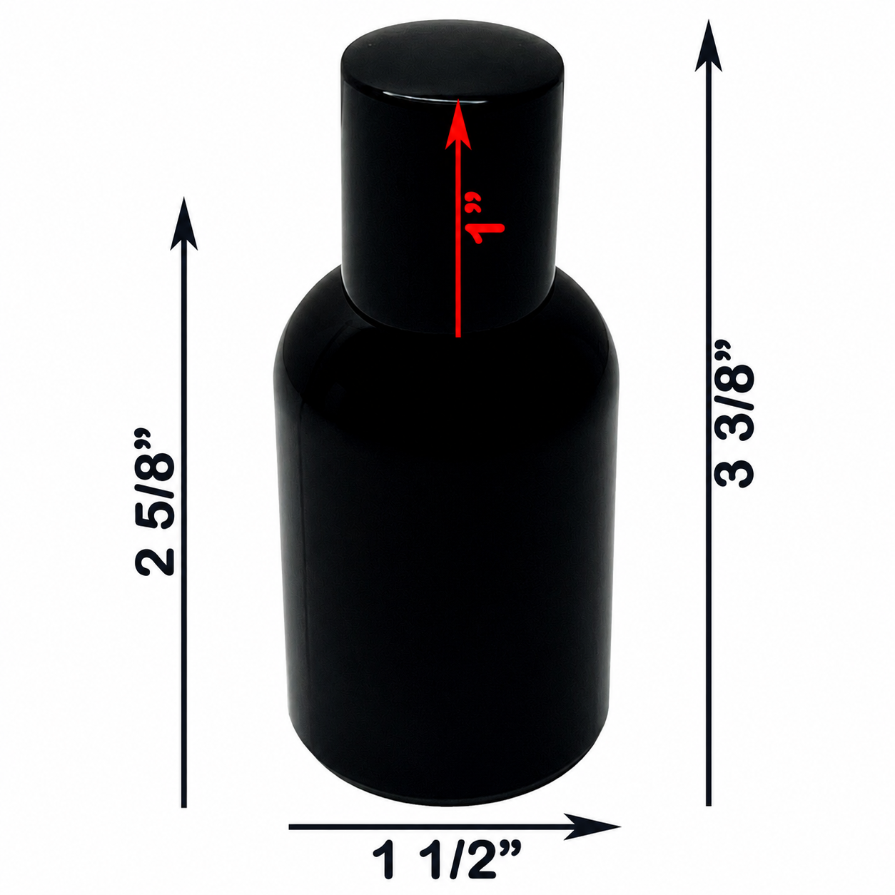 30ml 1oz all shiny black Boston Round glass perfume spray bottles