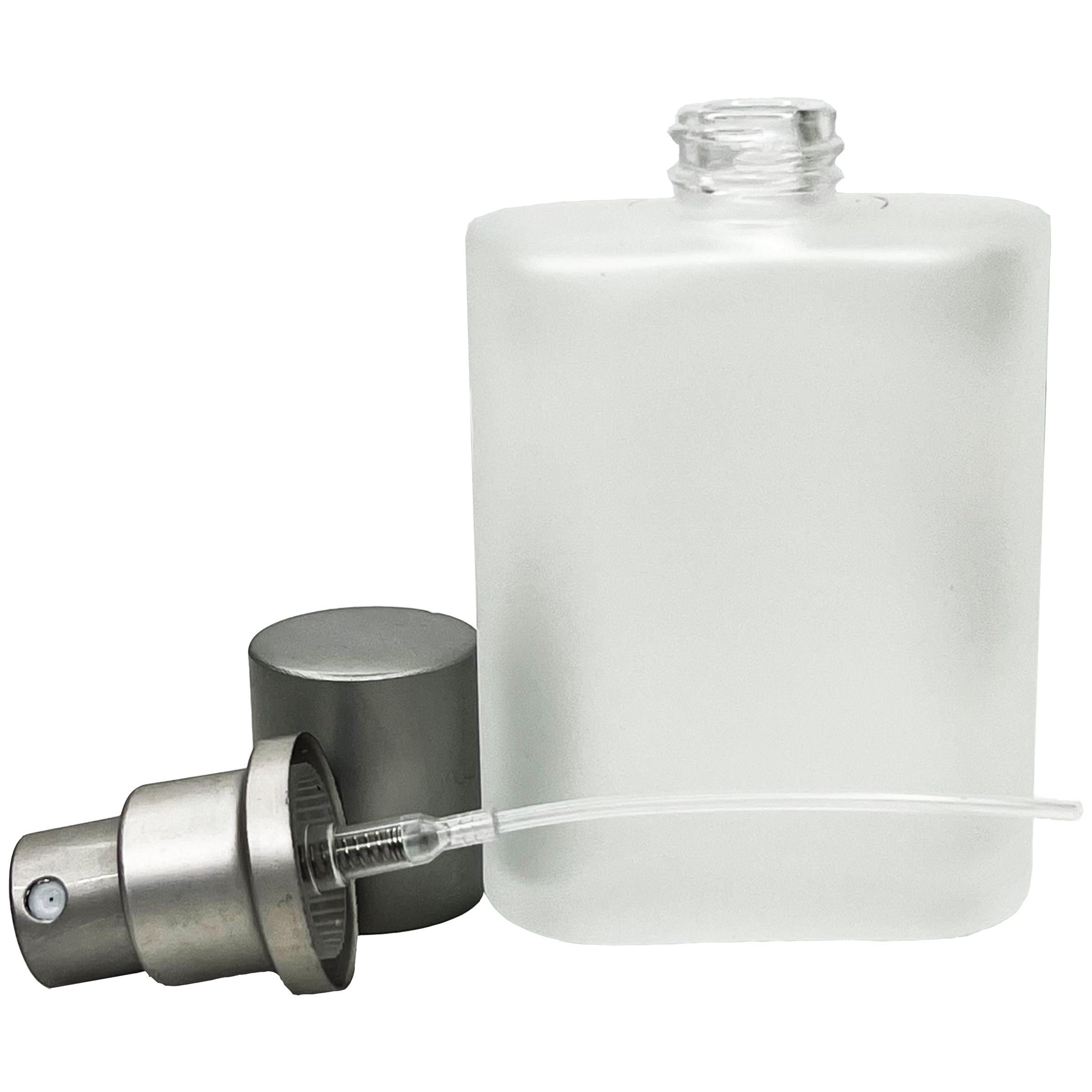 30ml 1oz frosted glass bottle matte silver atomizer