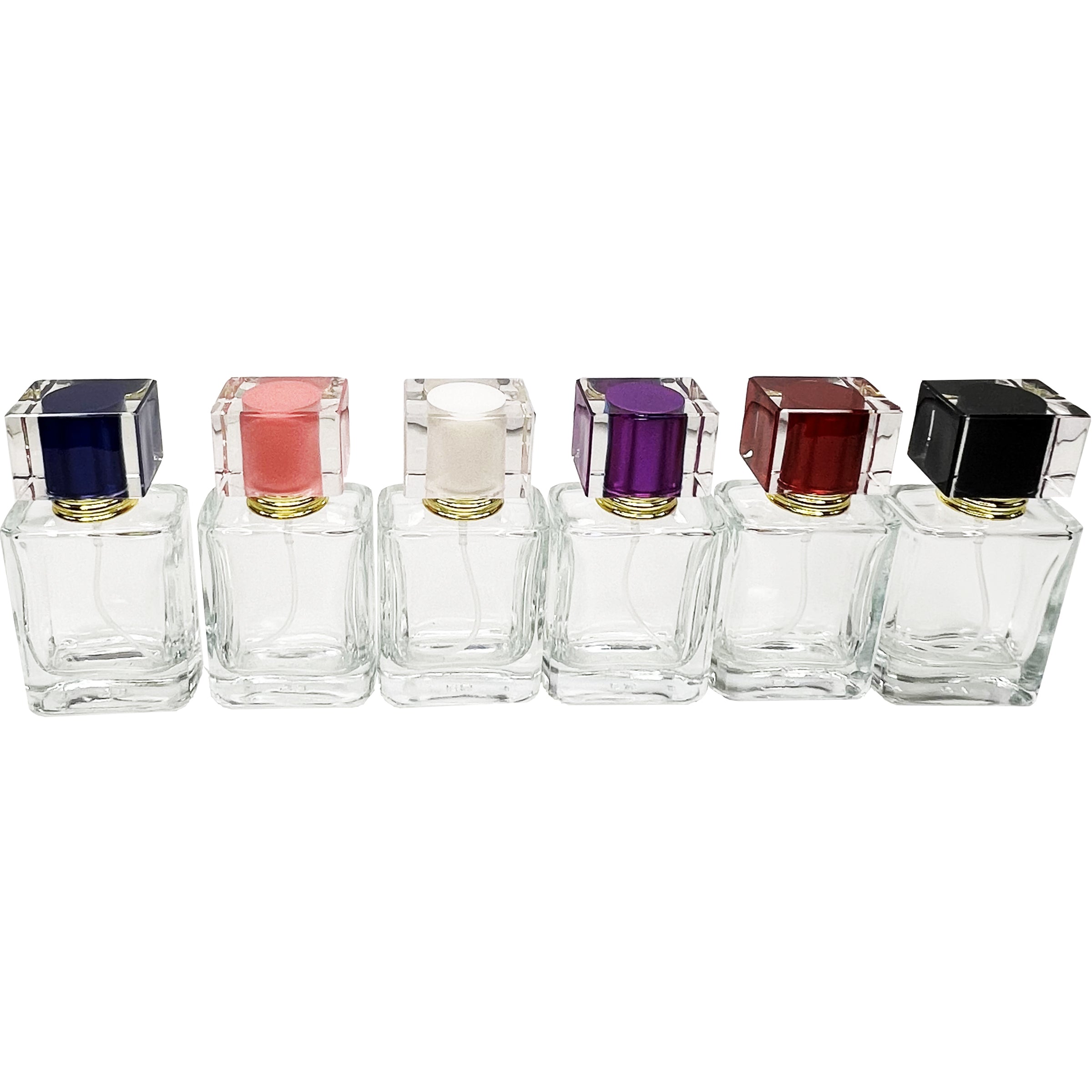 30ml 1oz clear square 6 colors perfume glass spray bottles