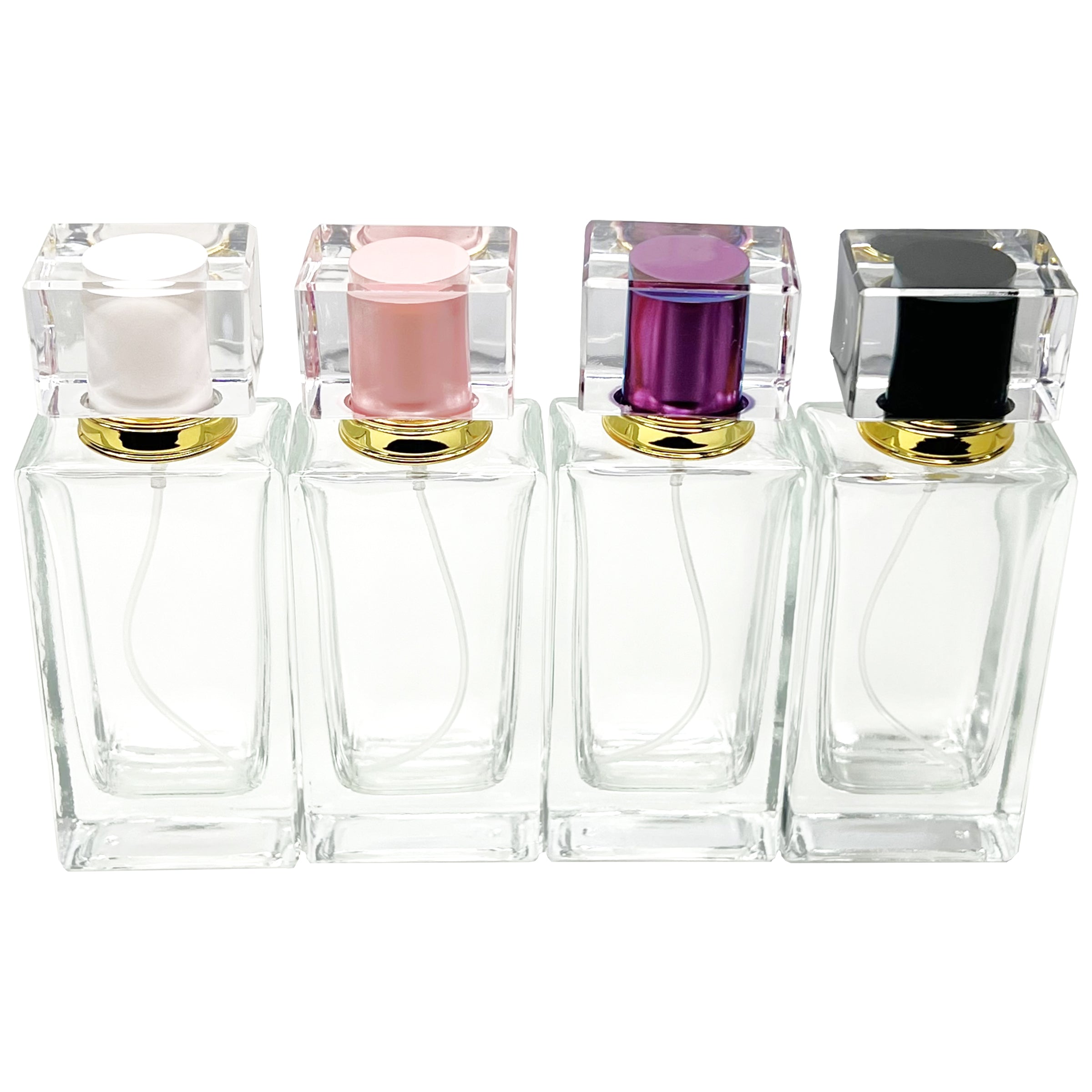 50ml 1.7oz 4 colors thick heavy rectangle clear perfume spray bottles