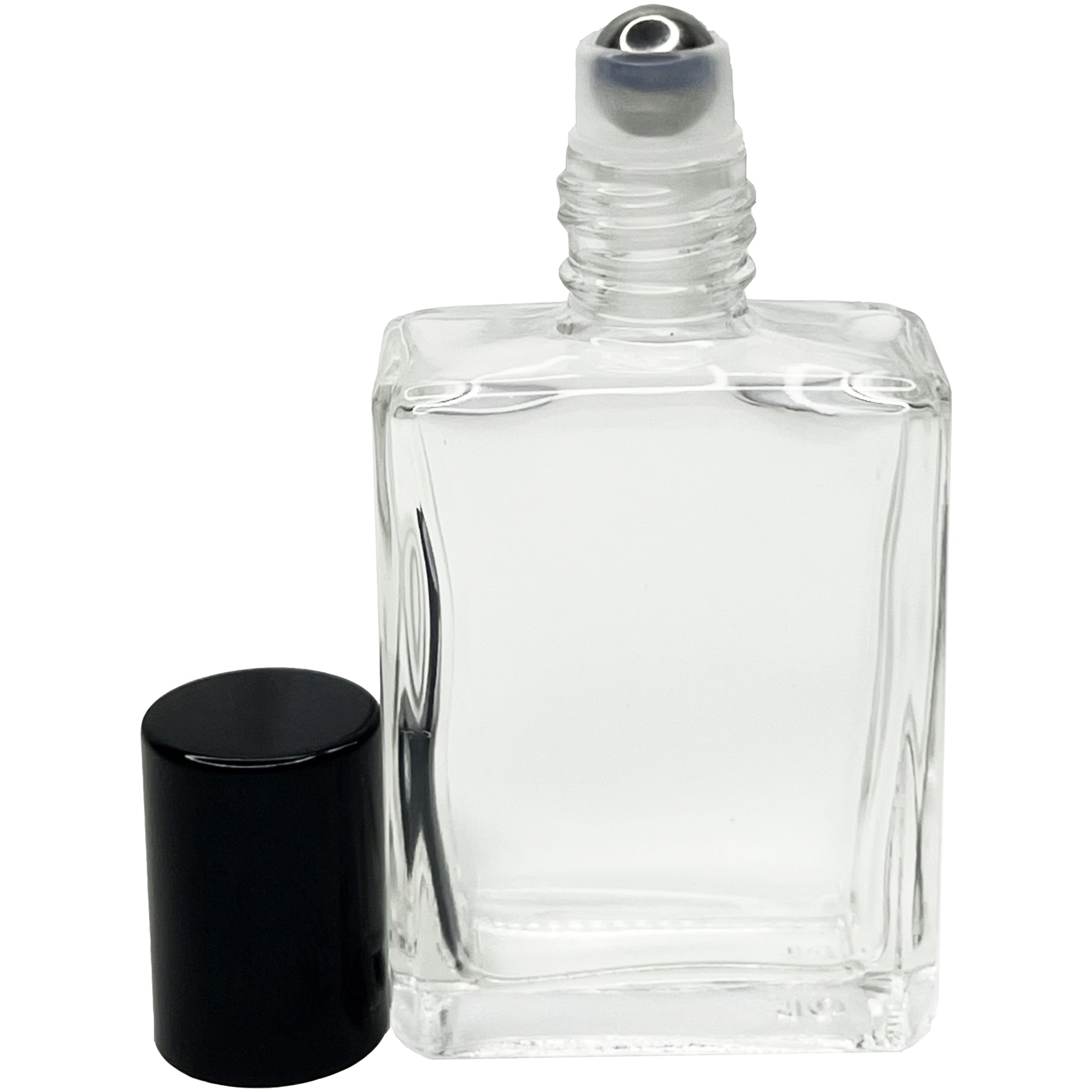 15ml 0.5oz Square Roll on Glass bottle stainless steel roller ball