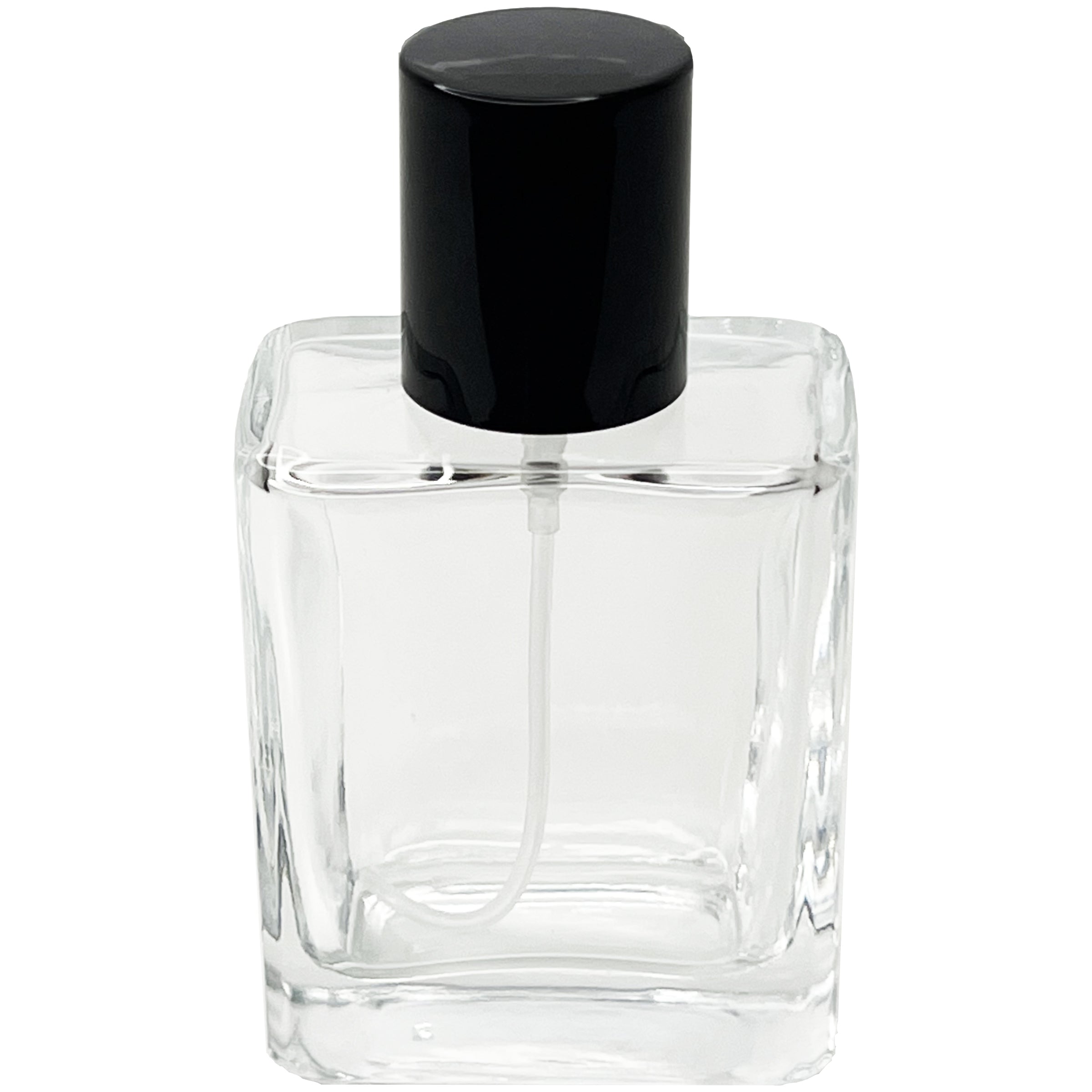 50ml 1.7oz Empty Glass Perfume Square Spray Bottle Metal Atomizer Black Lid