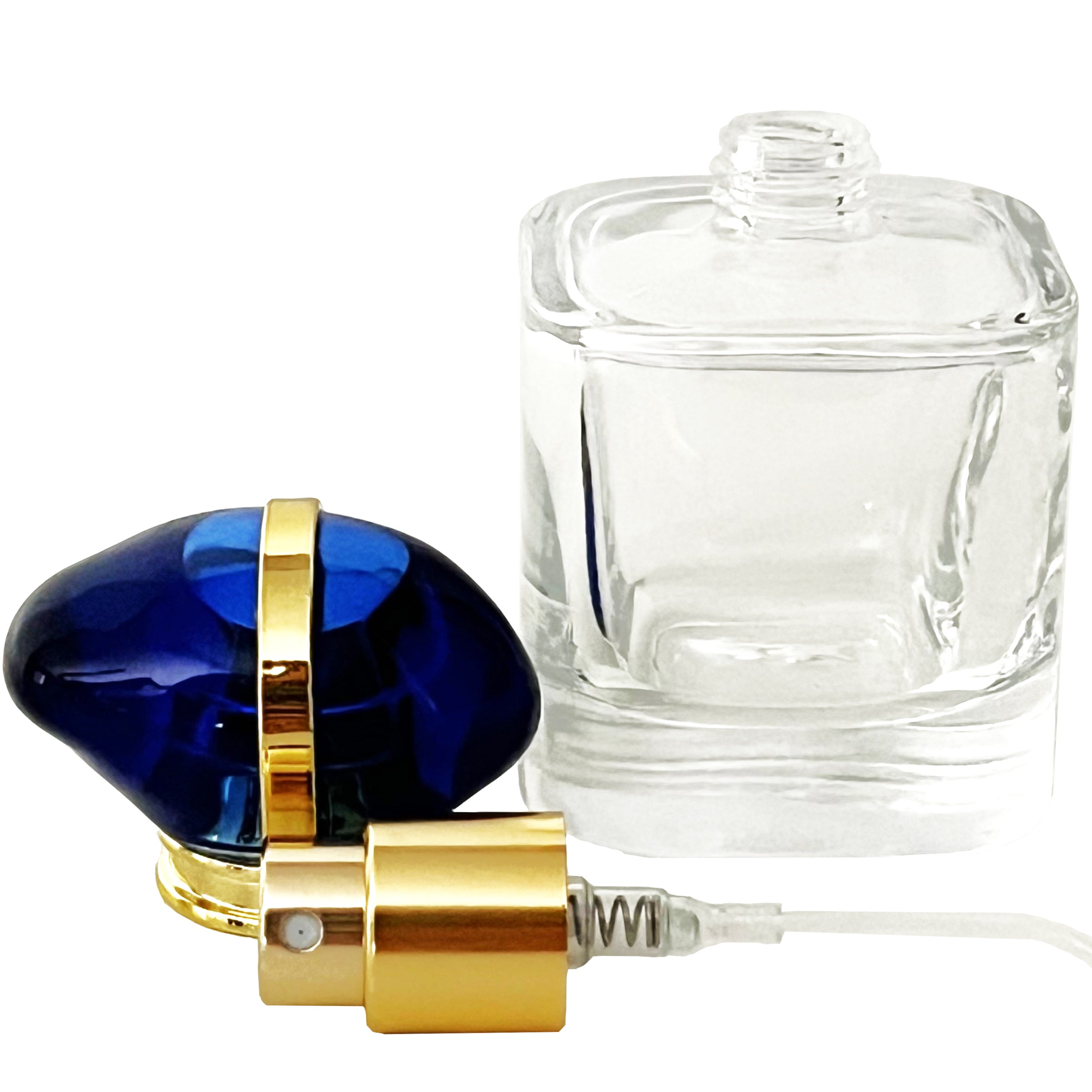 30ml 1oz rounded cube glass bottles blue gold lid