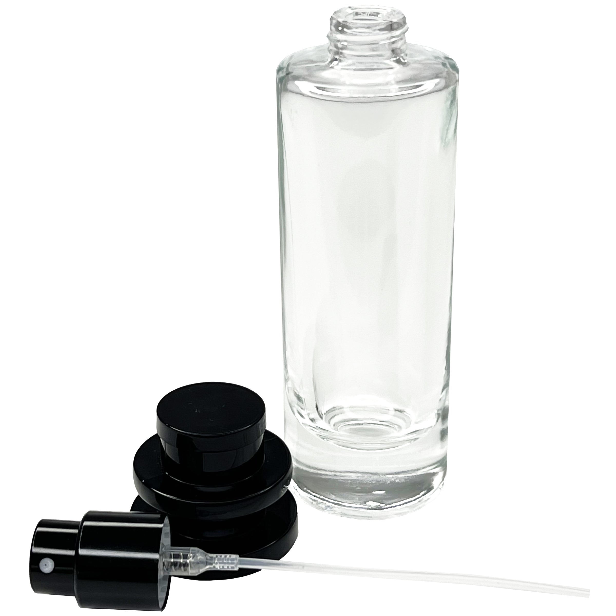 30ml 1oz Perfume Cylinder Glass Spray Bottles Silver Black Tower Cap