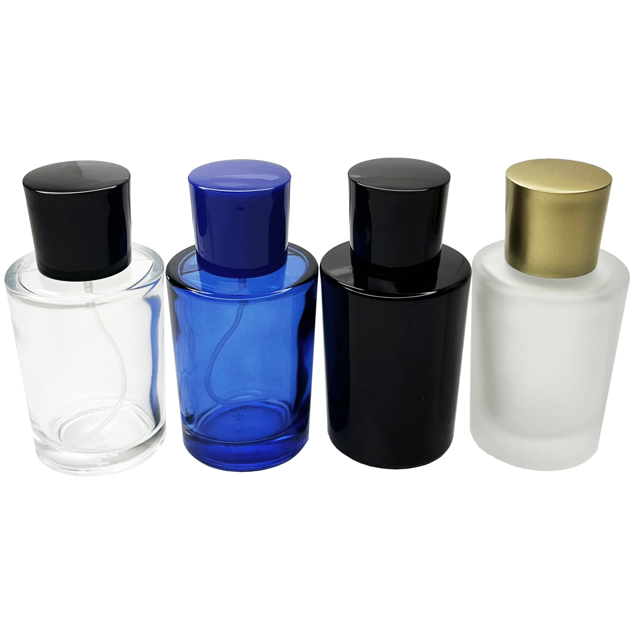 50ml 1.7oz flat cone glass perfume bottles 4 colors