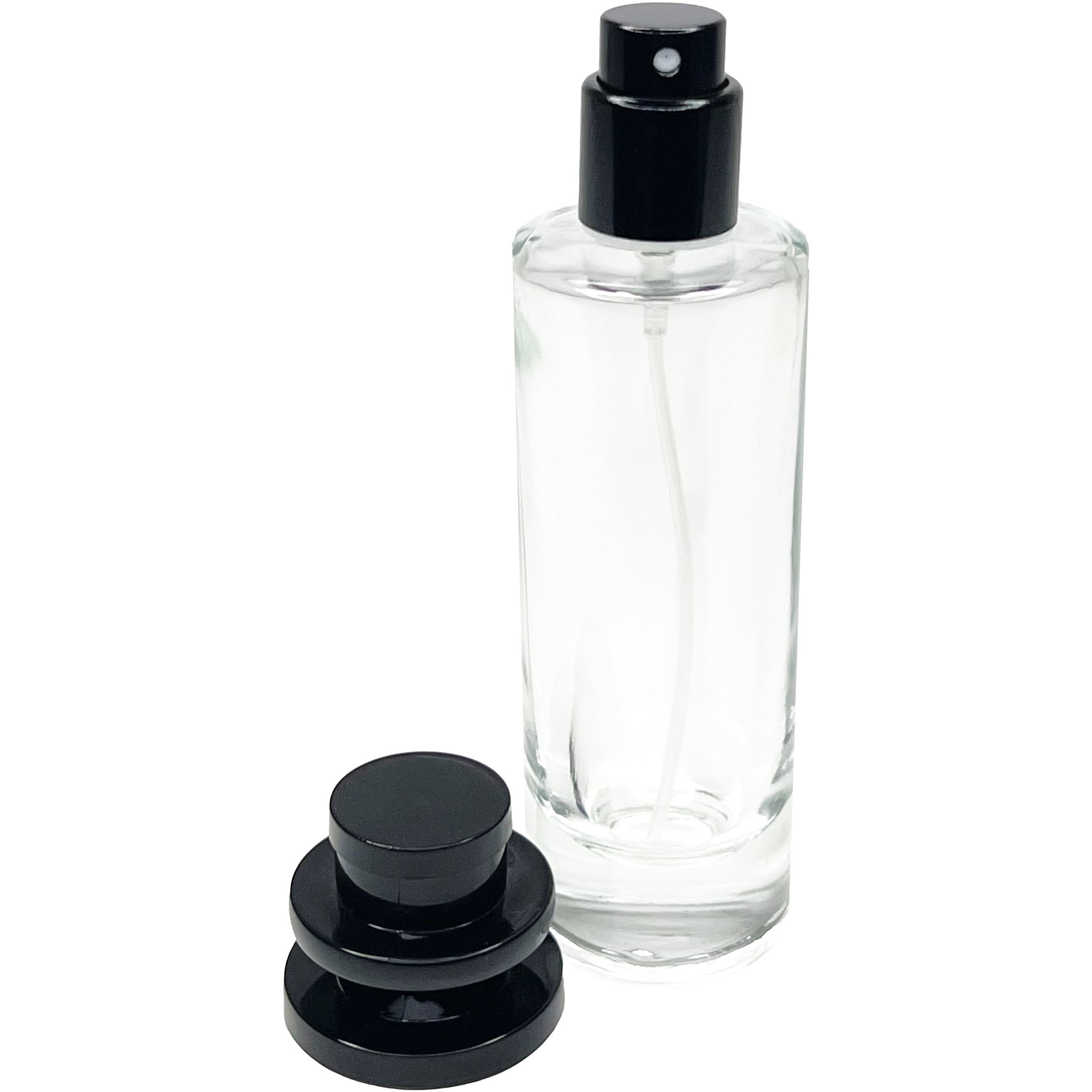 30ml 1oz Perfume Cylinder Glass Spray Bottles Silver Black Tower Cap