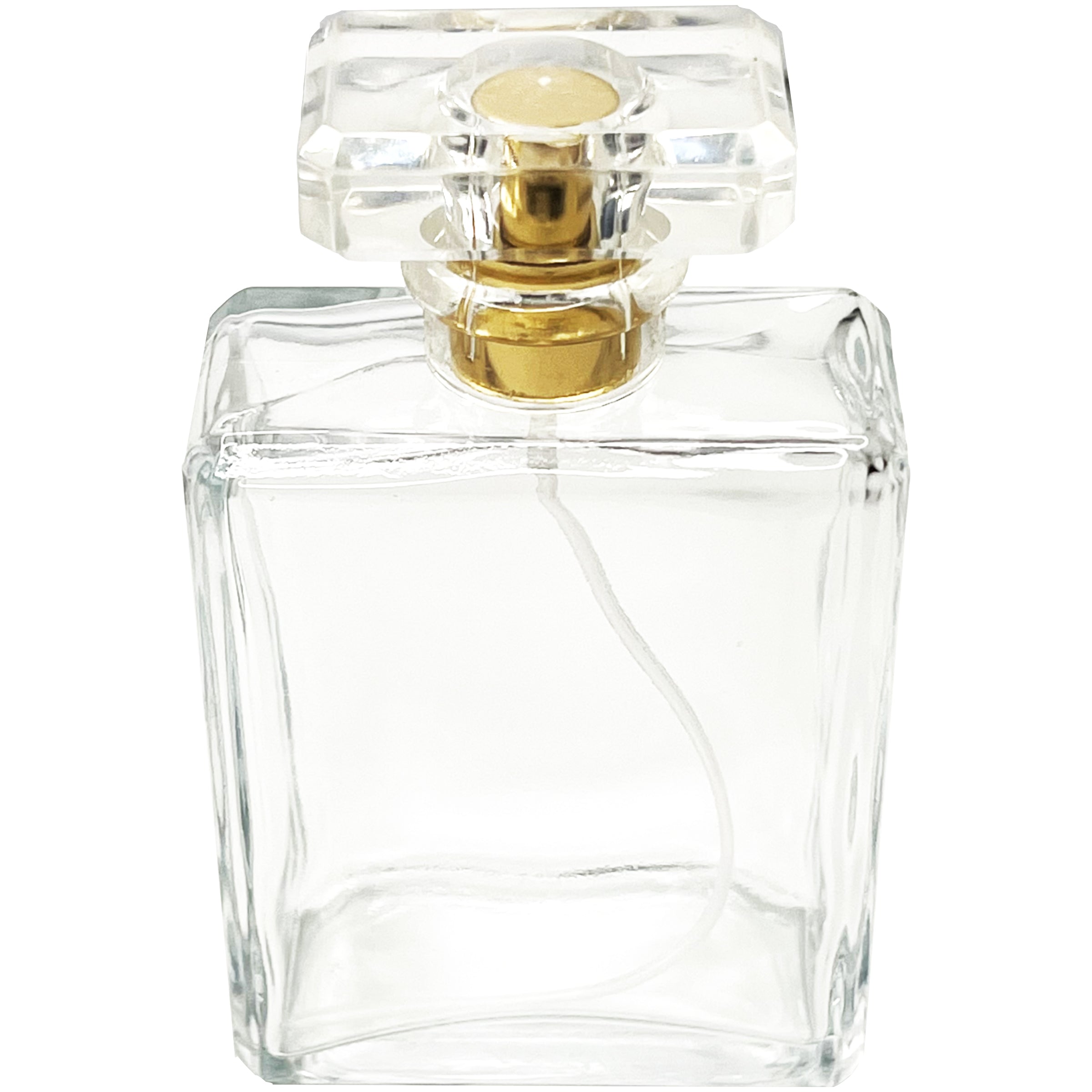 100ml 3.4oz Square T cap silver gold beveled bottle