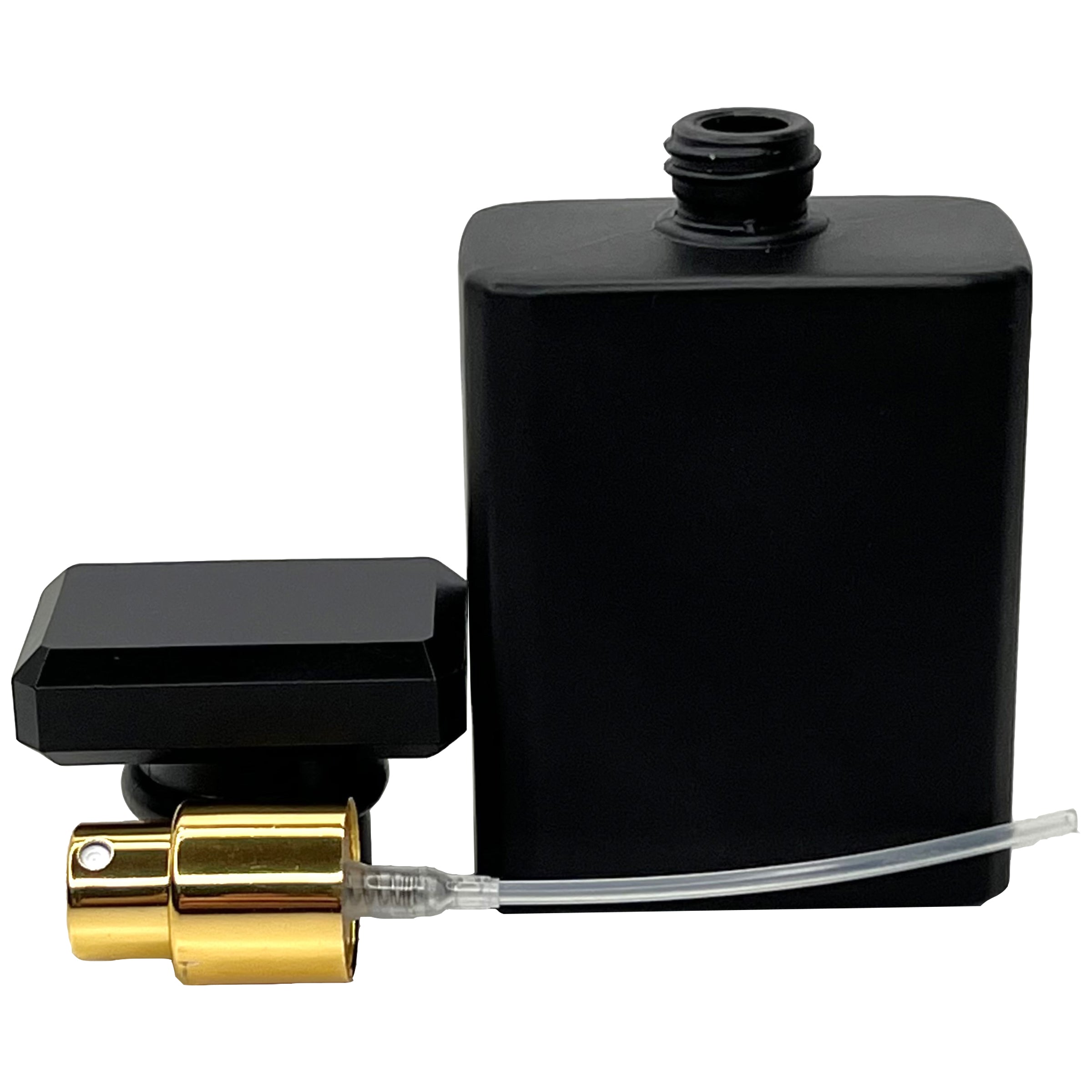50ml 1.7oz Matte black glass perfume bottle gold sprayer