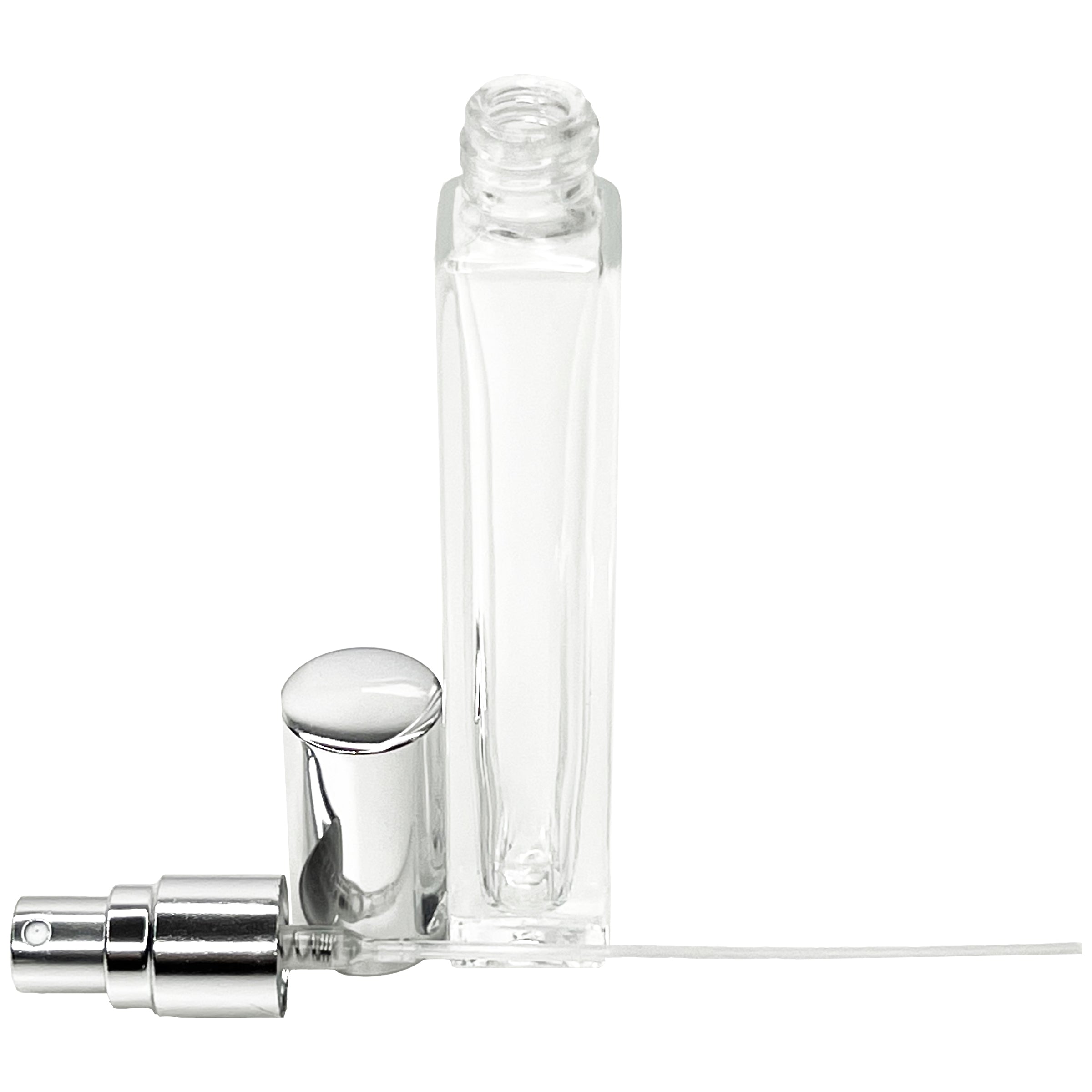 10ml 0.33oz Square Glass Spray Bottle Aluminum Atomizer