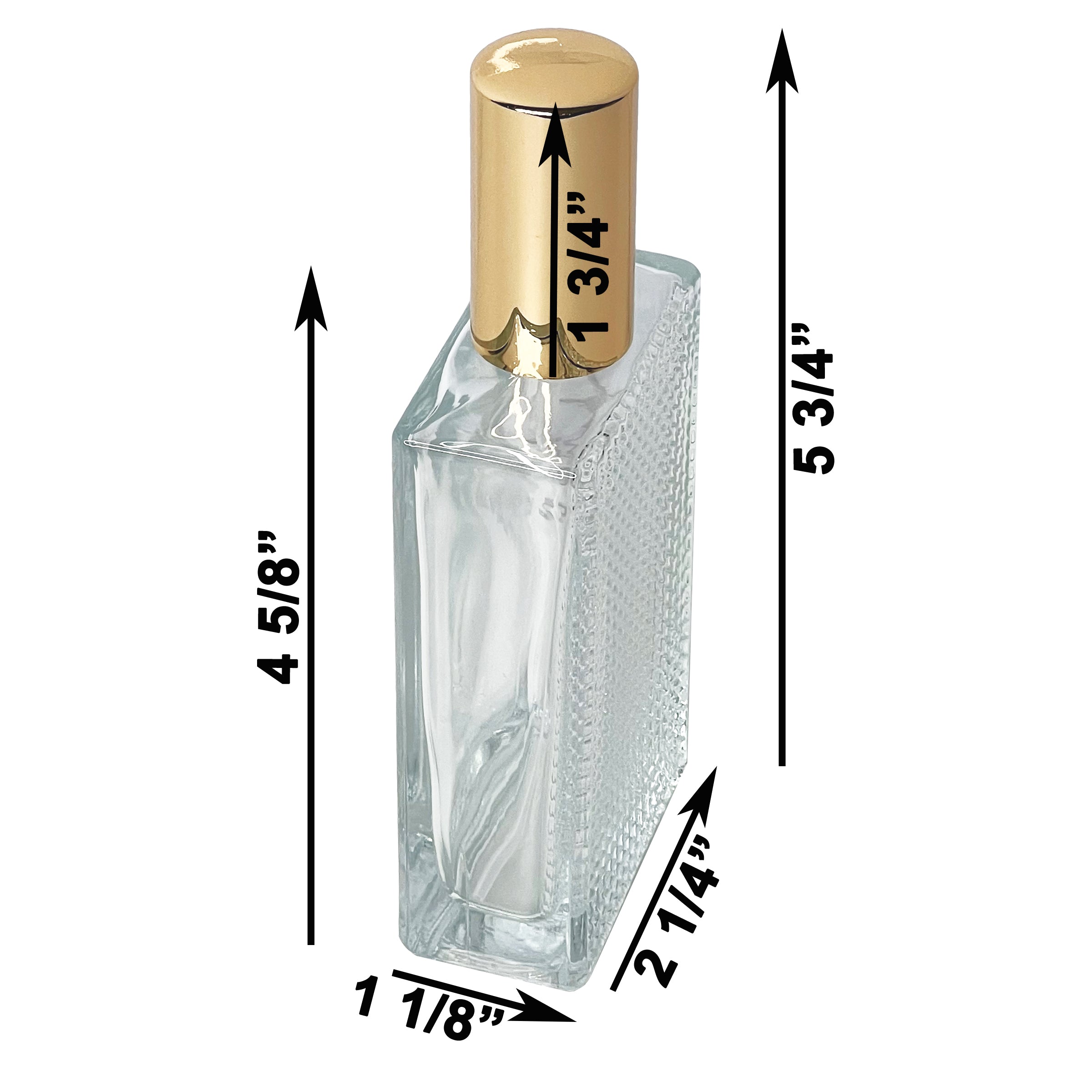 100ml 3.3oz Perfume Front Grid Glass Spray Bottles Gold Atomizers