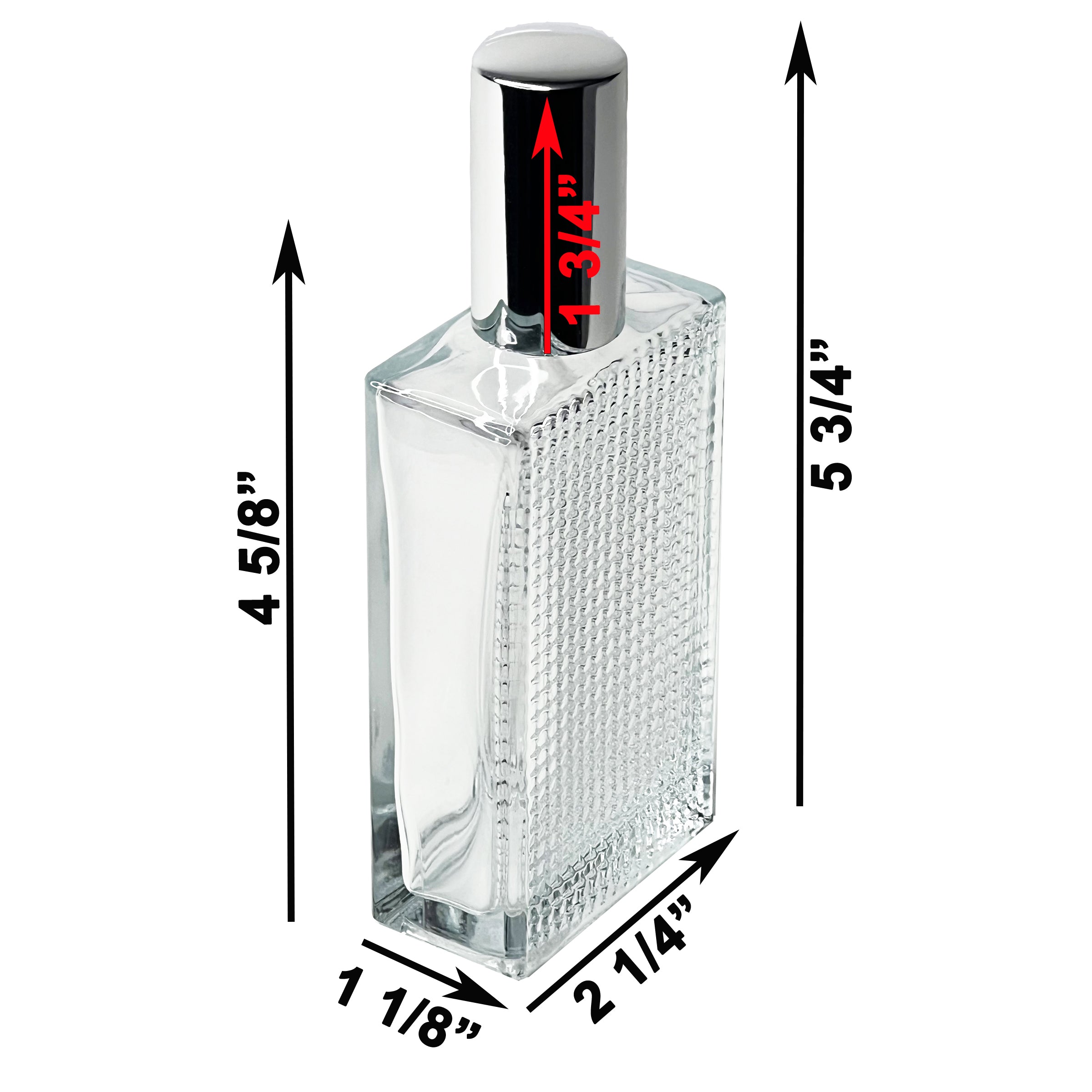 100ml 3.3oz Perfume Front Grid Glass Spray Bottles Silver Atomizers