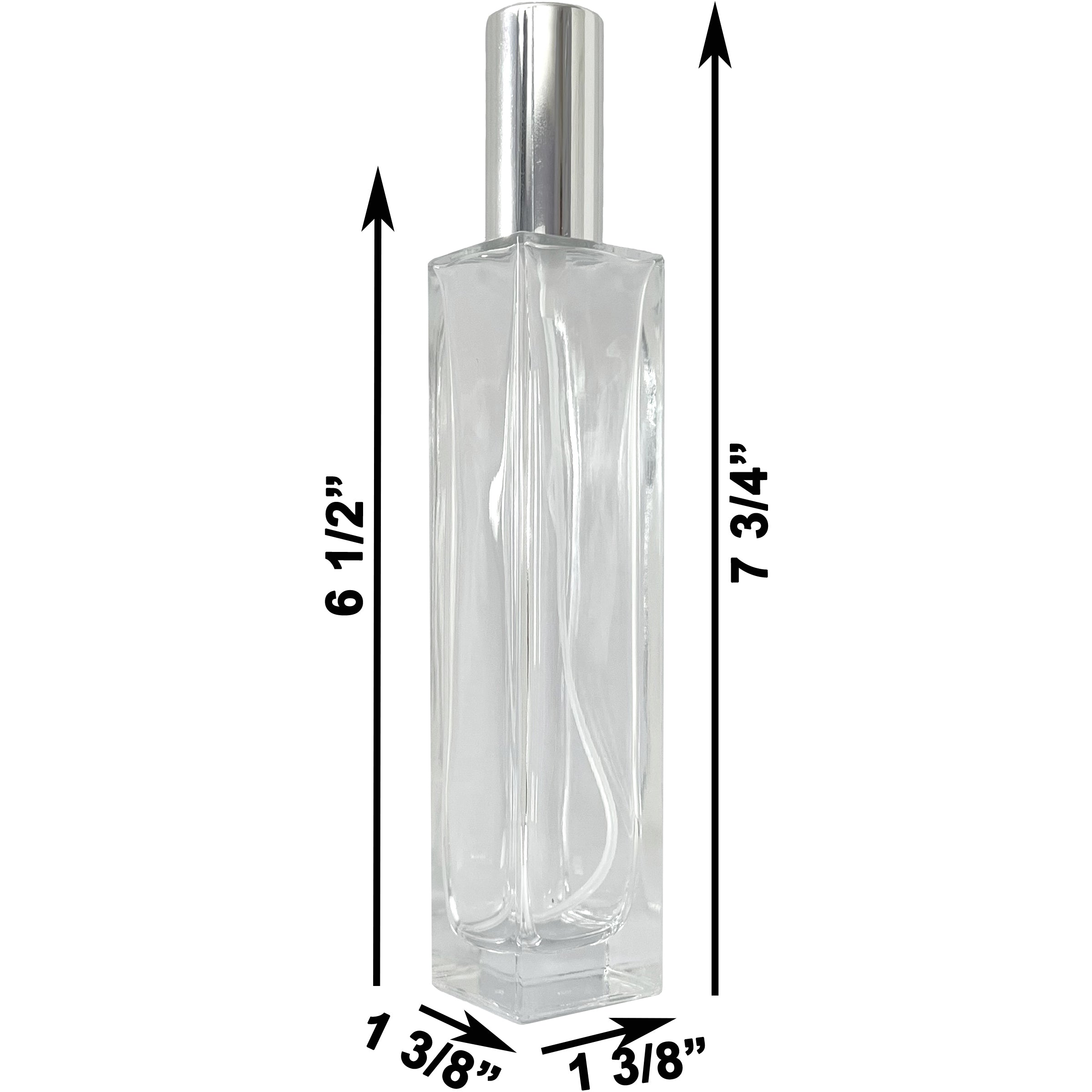 100ml 3.3oz Thick Glass Spray Tall Perfume Bottles Silver Atomizers
