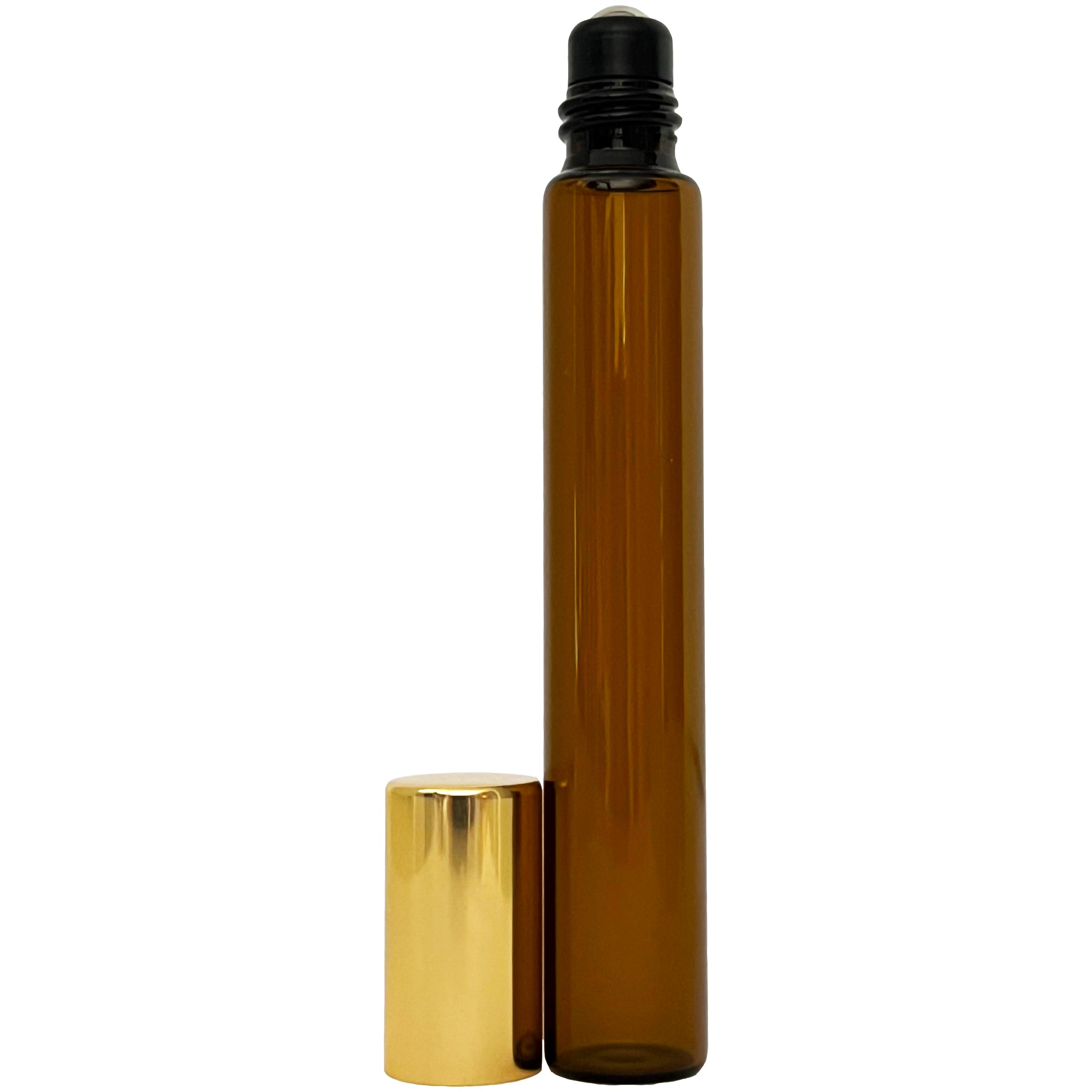 10ml 0.33oz Amber Gold Tall Glass Roll On Roller Bottle Perfume Essential Oils