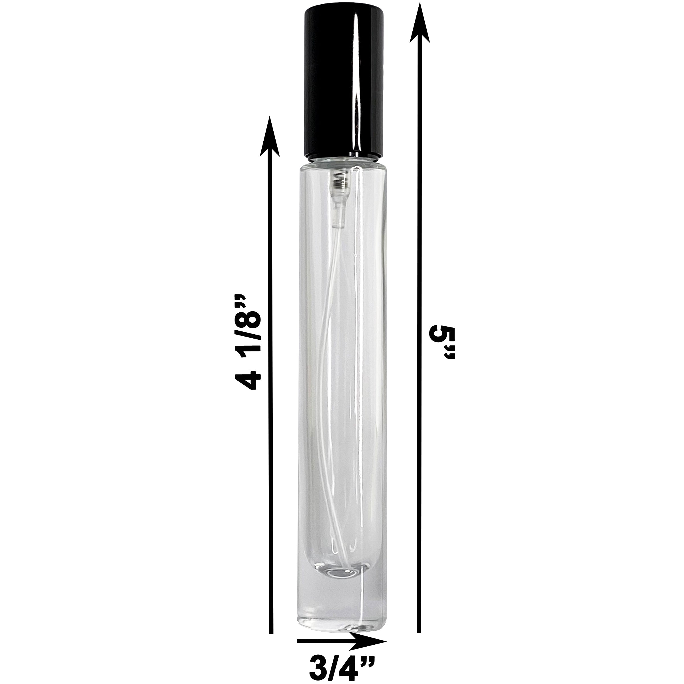 10ml 0.33oz Perfume Cylinder Thick Glass Spray Bottle Black Atomizer