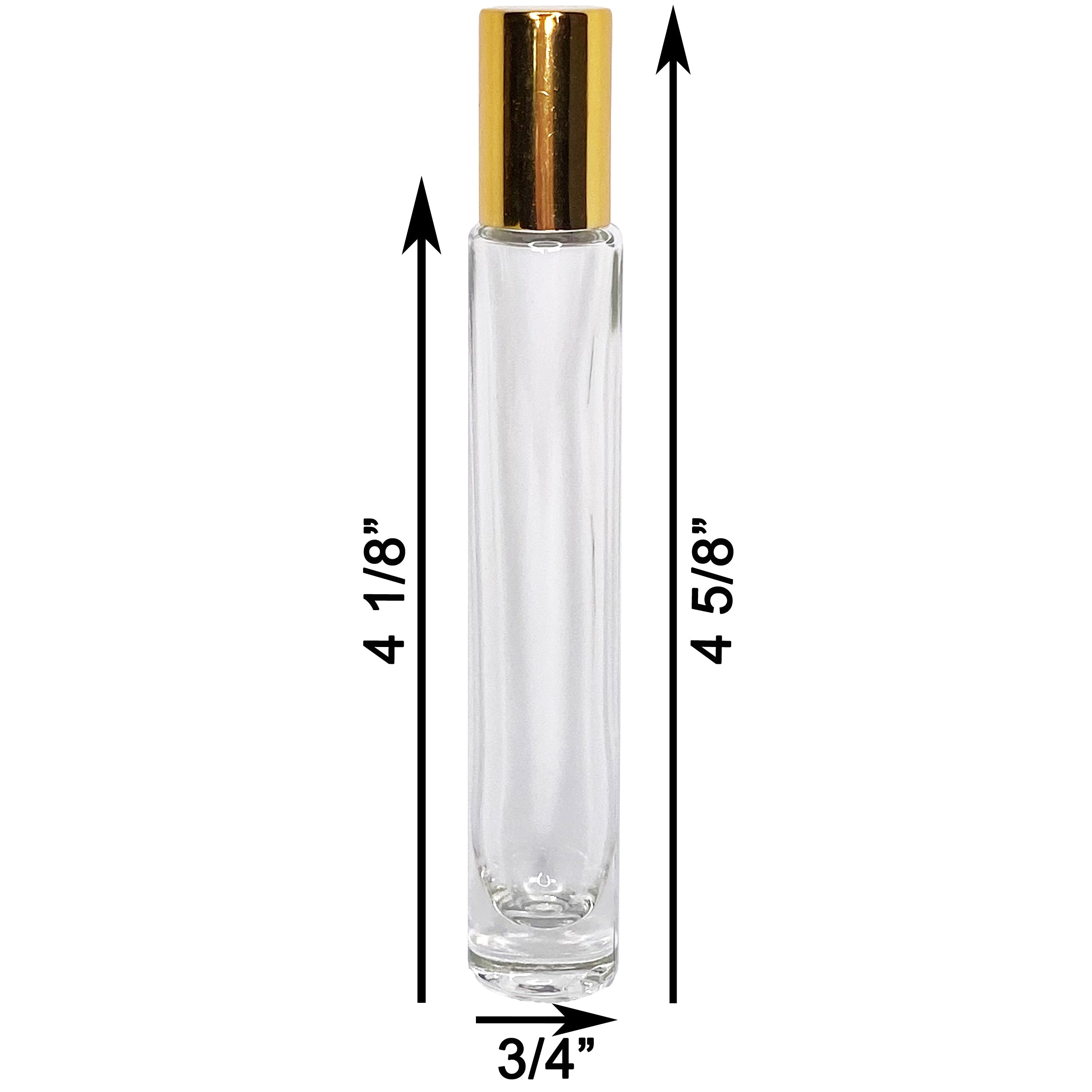10ml 0.33oz Cylinder Thick Glass Roll On Roller Bottle Gold Cap