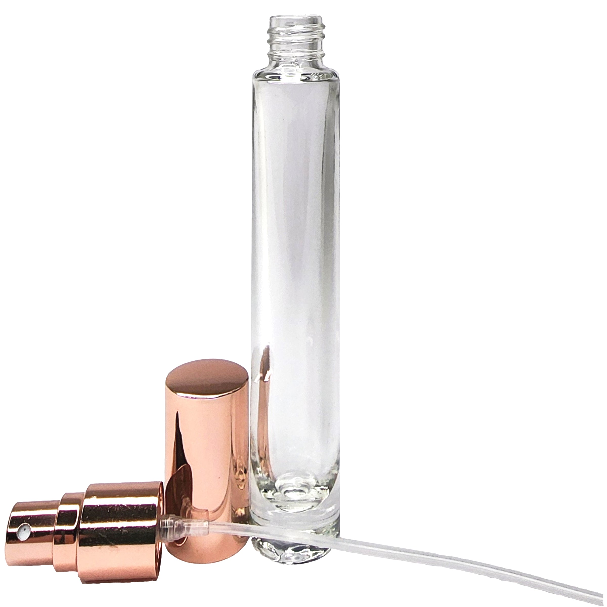 10ml 0.33oz Perfume Cylinder Thick Glass Bottles Rose Gold Atomizers