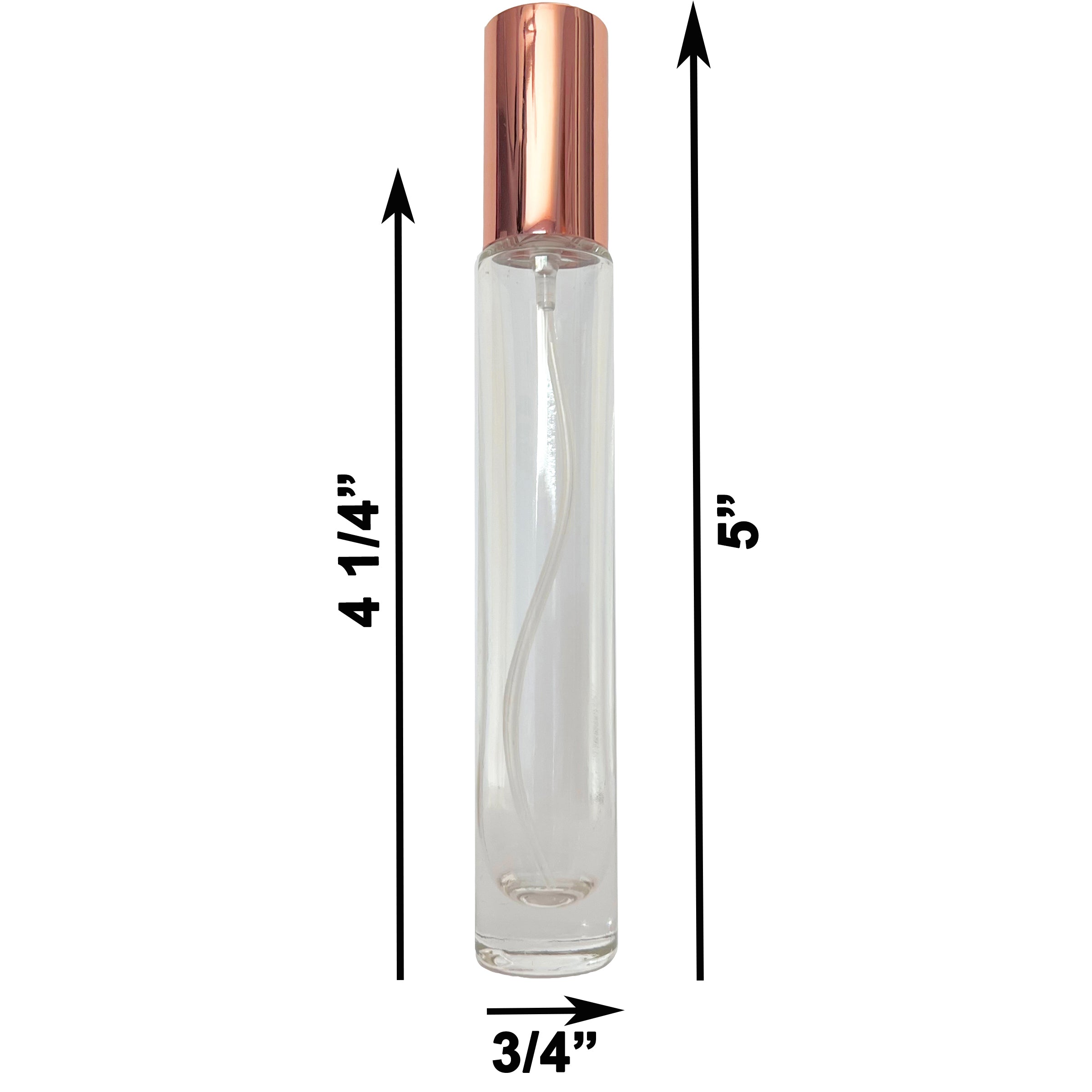 10ml 0.33oz Perfume Cylinder Thick Glass Bottles Rose Gold Atomizers