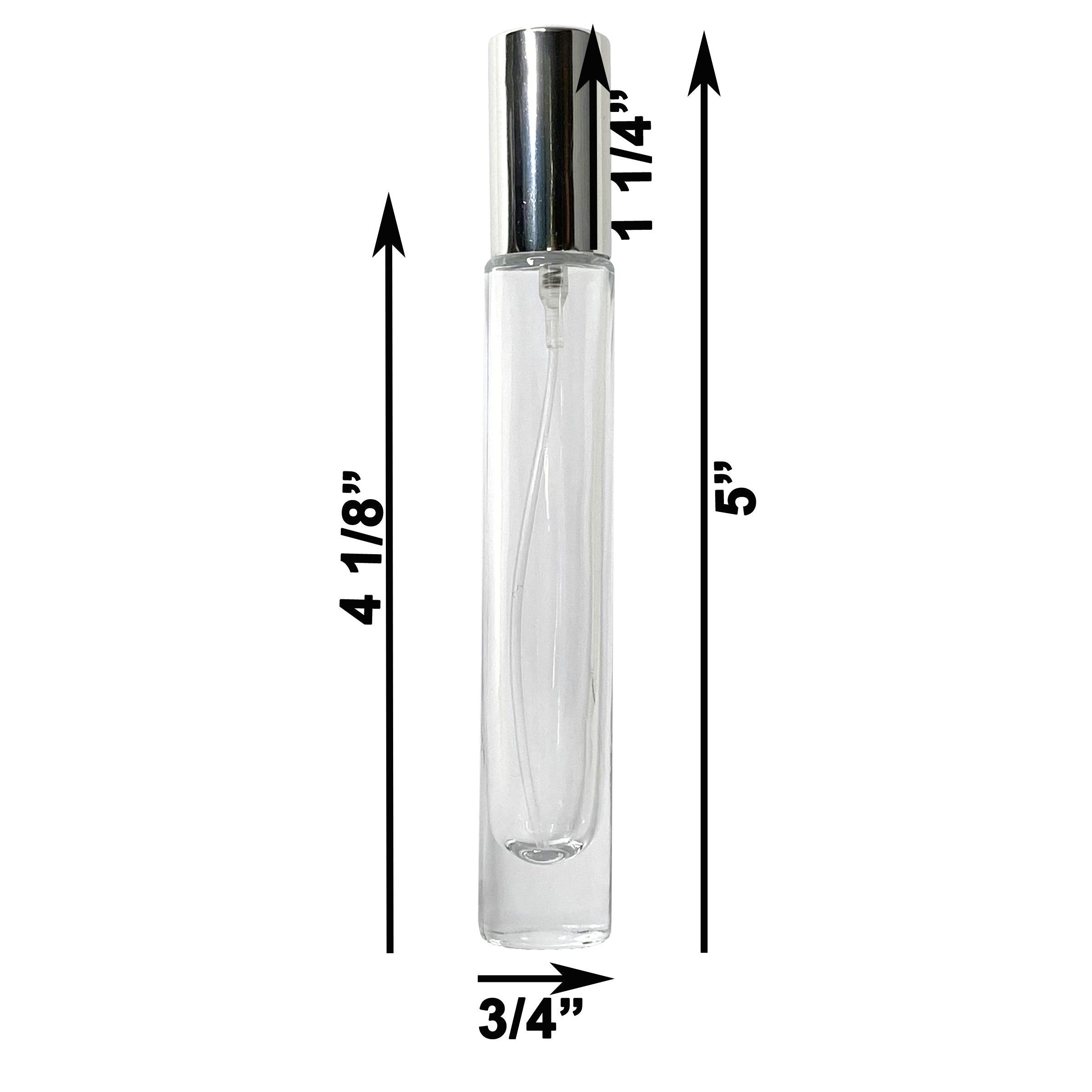 10ml 0.33oz Perfume Cylinder Thick Glass Spray Bottles Silver Atomizer