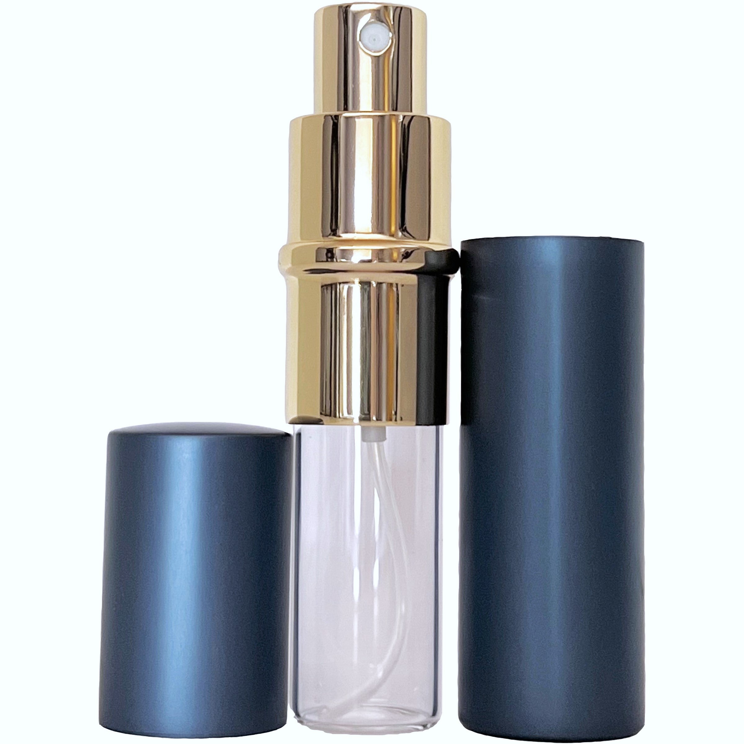 10ml 0.33oz Blue Perfume Glass Spray Deluxe Bottles Gold Atomizers