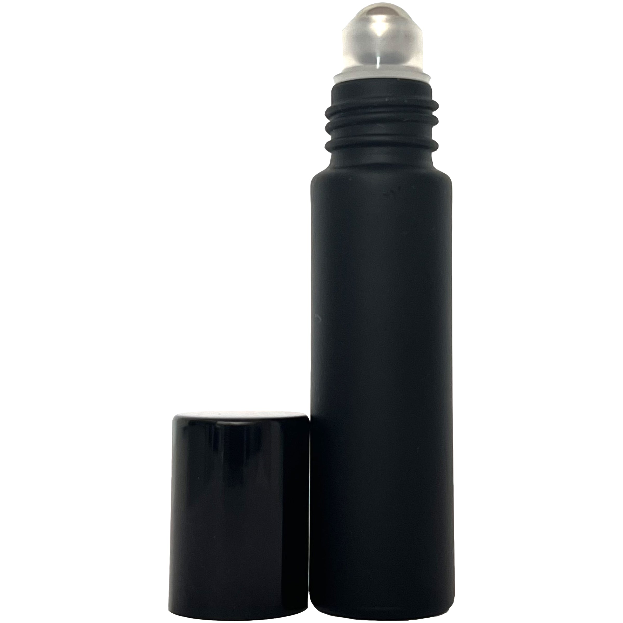 10ml 0.33oz Frosted Black Thick Glass Roll On Roller Ball Bottles
