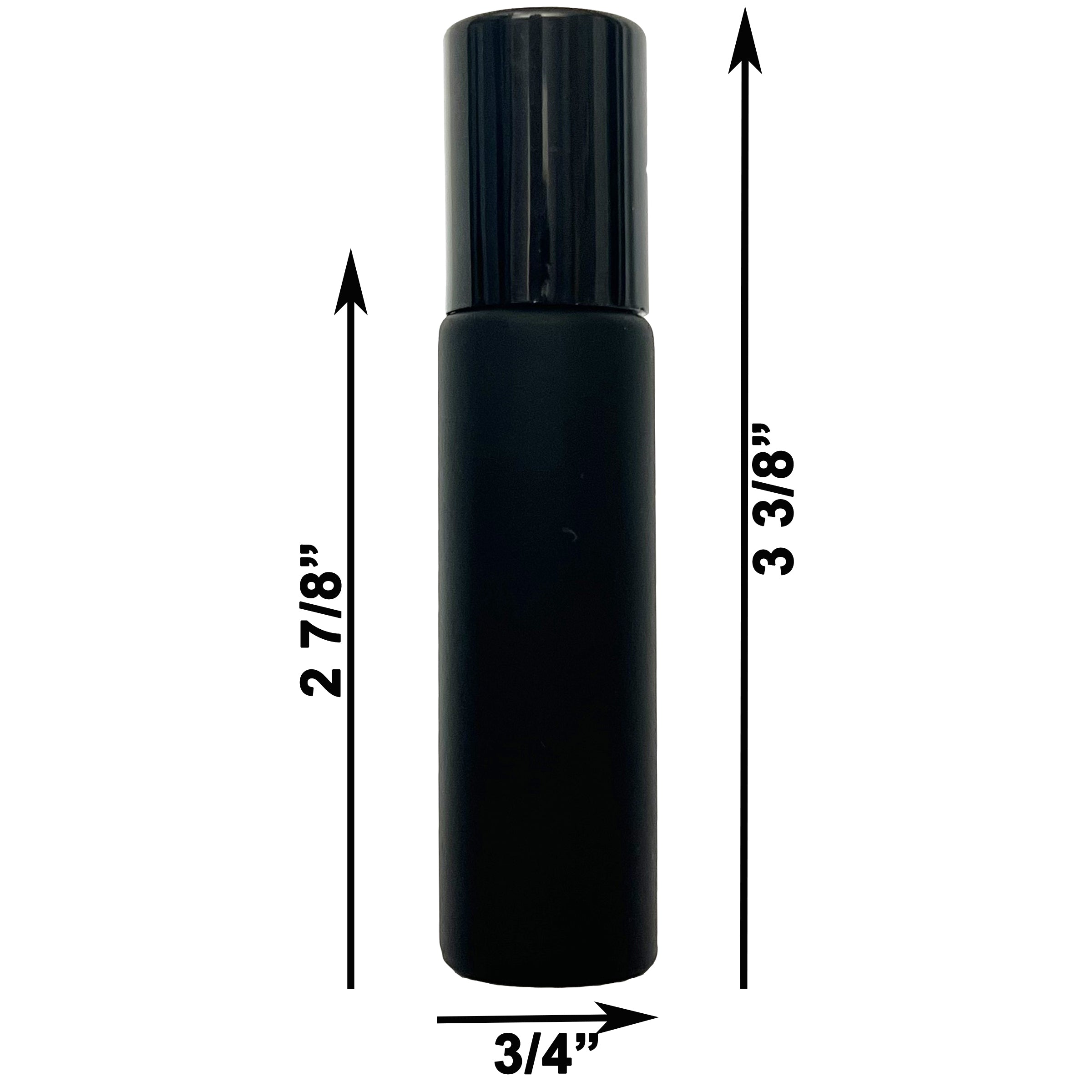 10ml 0.33oz Frosted Black Thick Glass Roll On Roller Ball Bottles