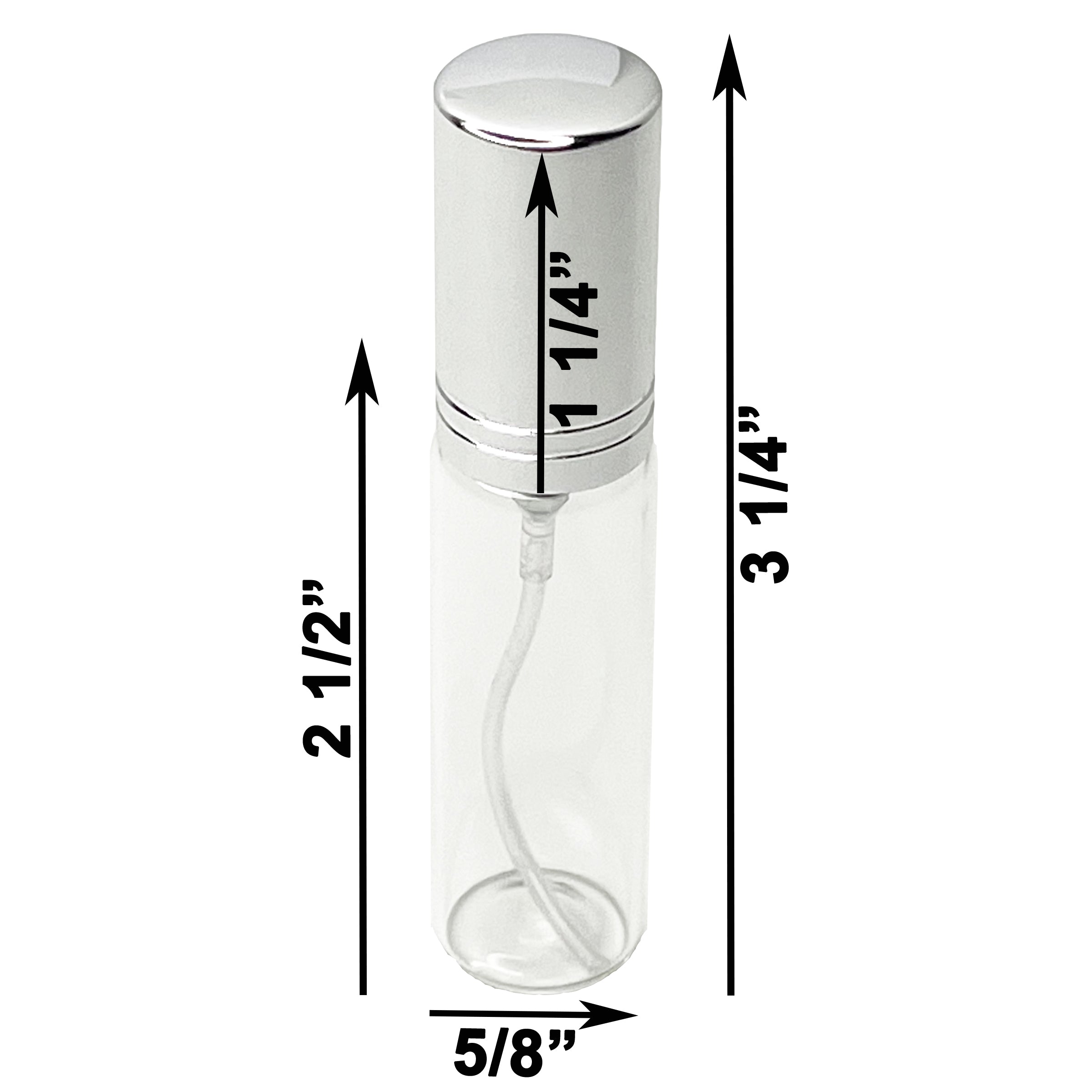 10ml 0.33oz Perfume Glass Spray Bottles Shiny Silver Line cap