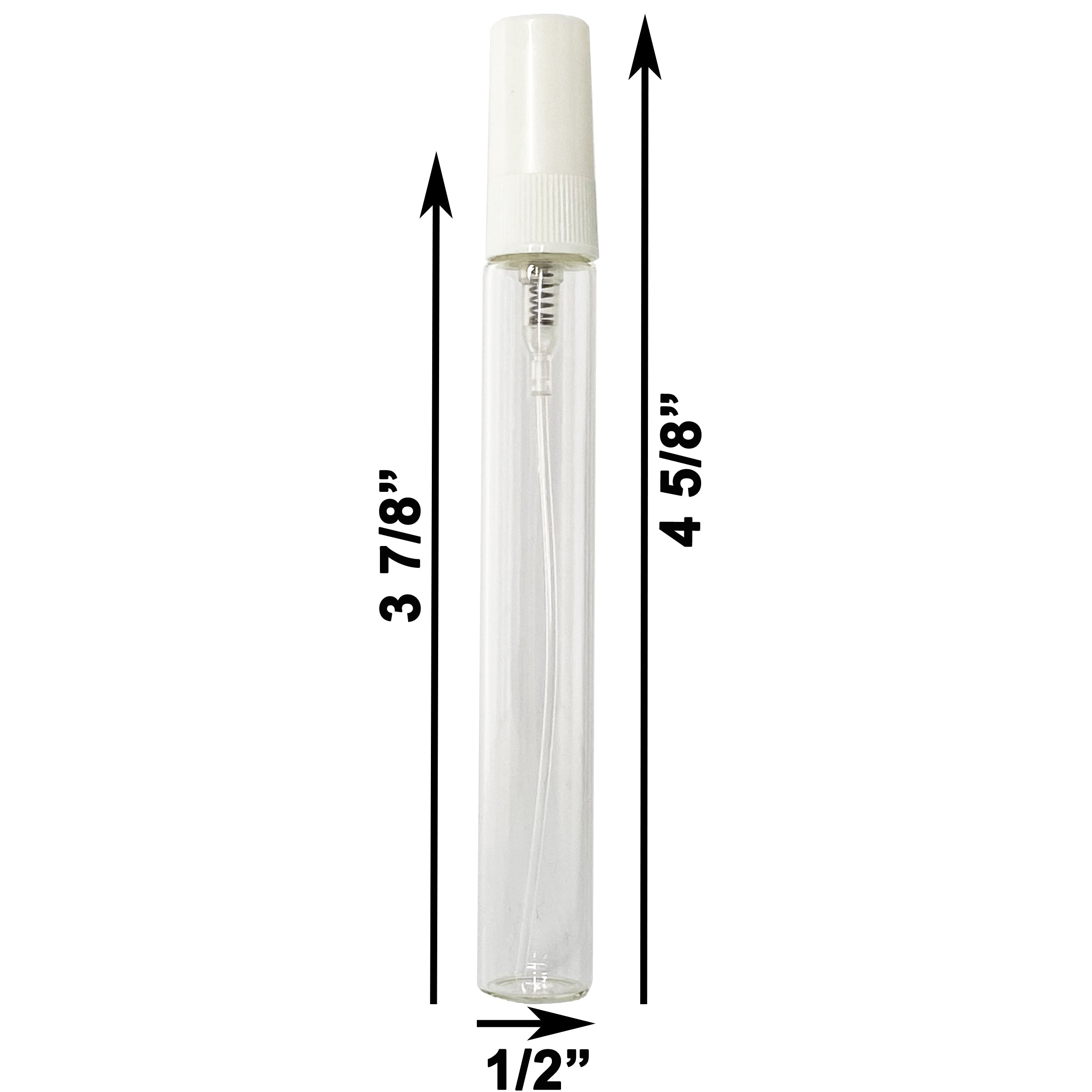 10ml 0.33oz Clear Perfume Tall Glass Spray Bottles White Atomizers