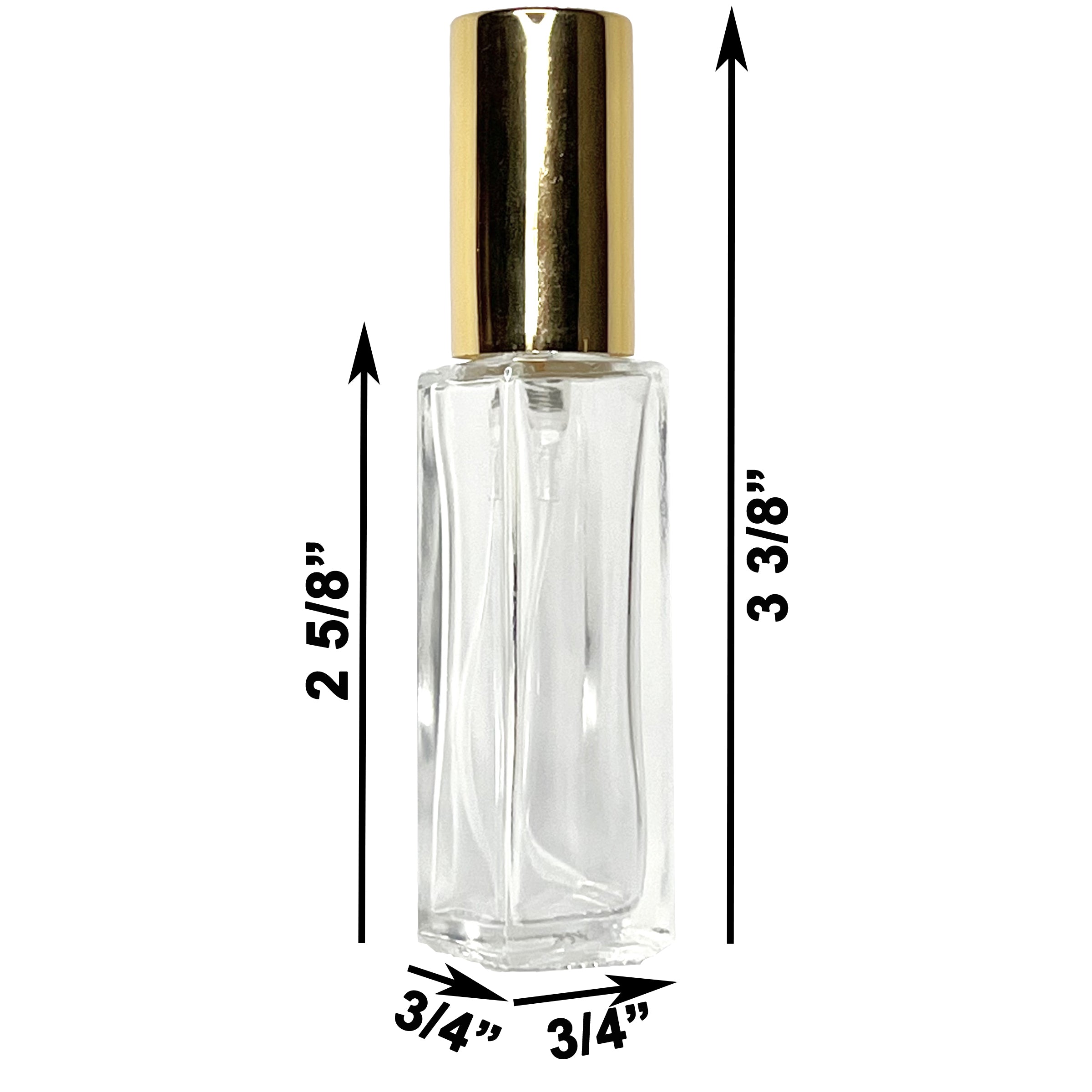 10ml 0.33oz Perfume Thick Glass Tall Spray Bottles Gold Atomizers