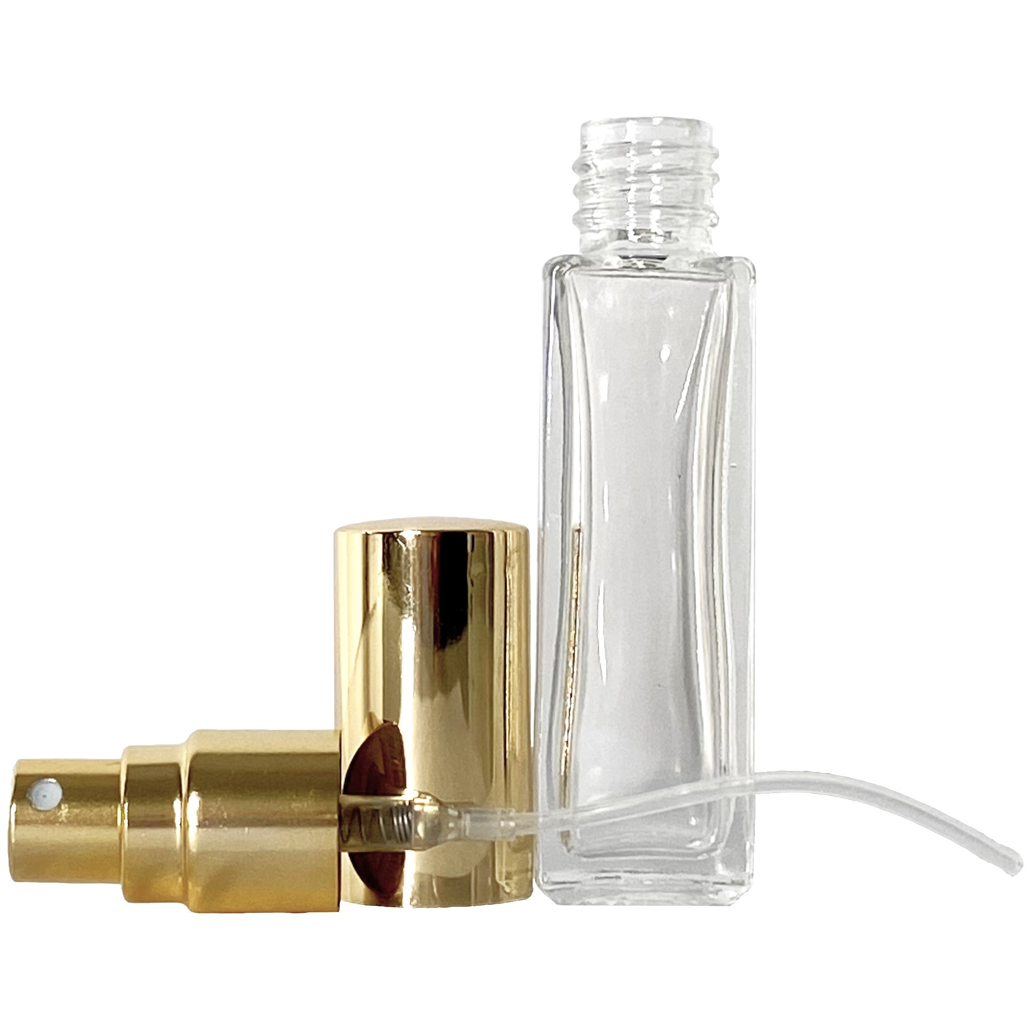 10ml 0.33oz Perfume Thick Glass Tall Spray Bottles Gold Atomizers