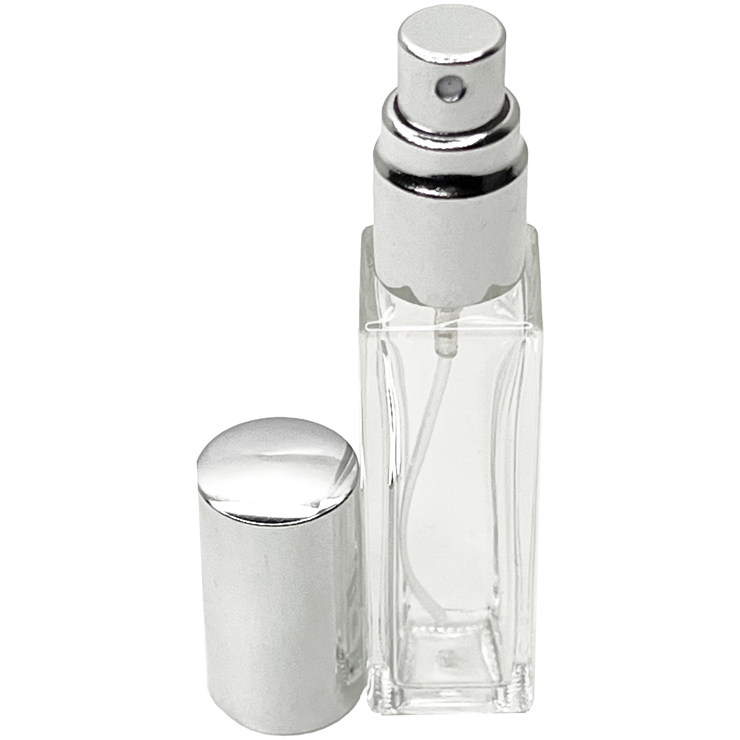10ml 0.33oz Perfume Thick Glass Tall Spray Bottles Silver Atomizers