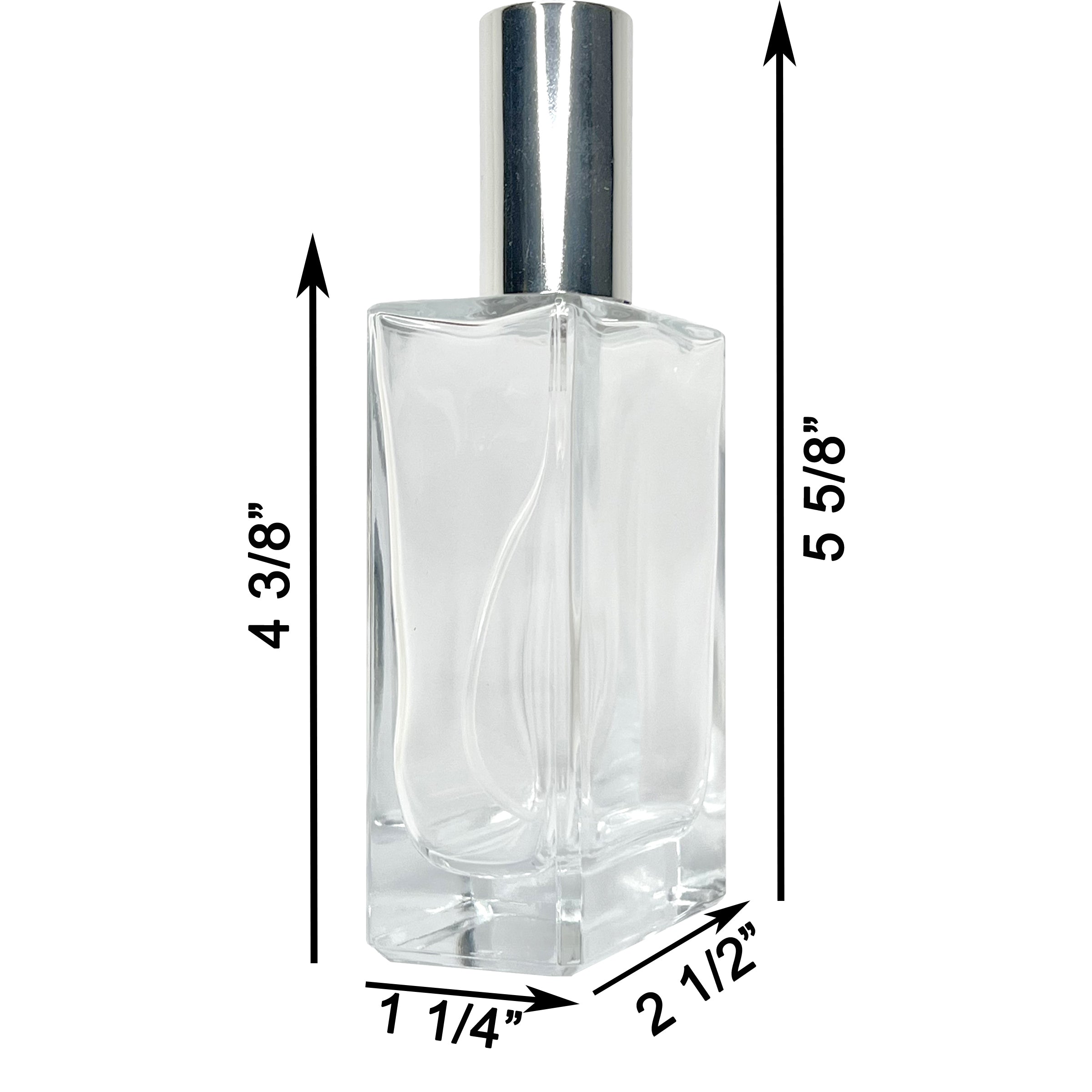 120ml 4oz Perfume Thick Glass Square Spray Bottles Silver Atomizers