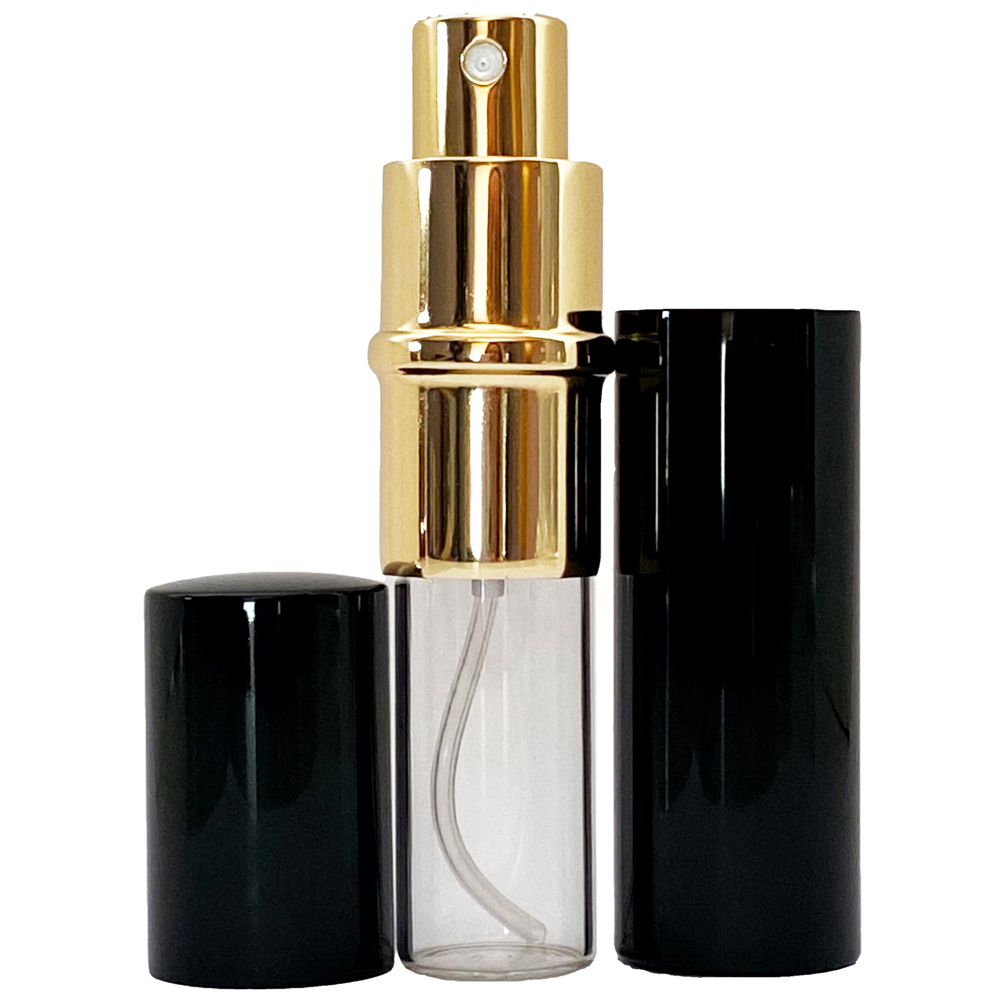 10ml 0.33oz Black Perfume Glass Spray Deluxe Bottles Gold Atomizers