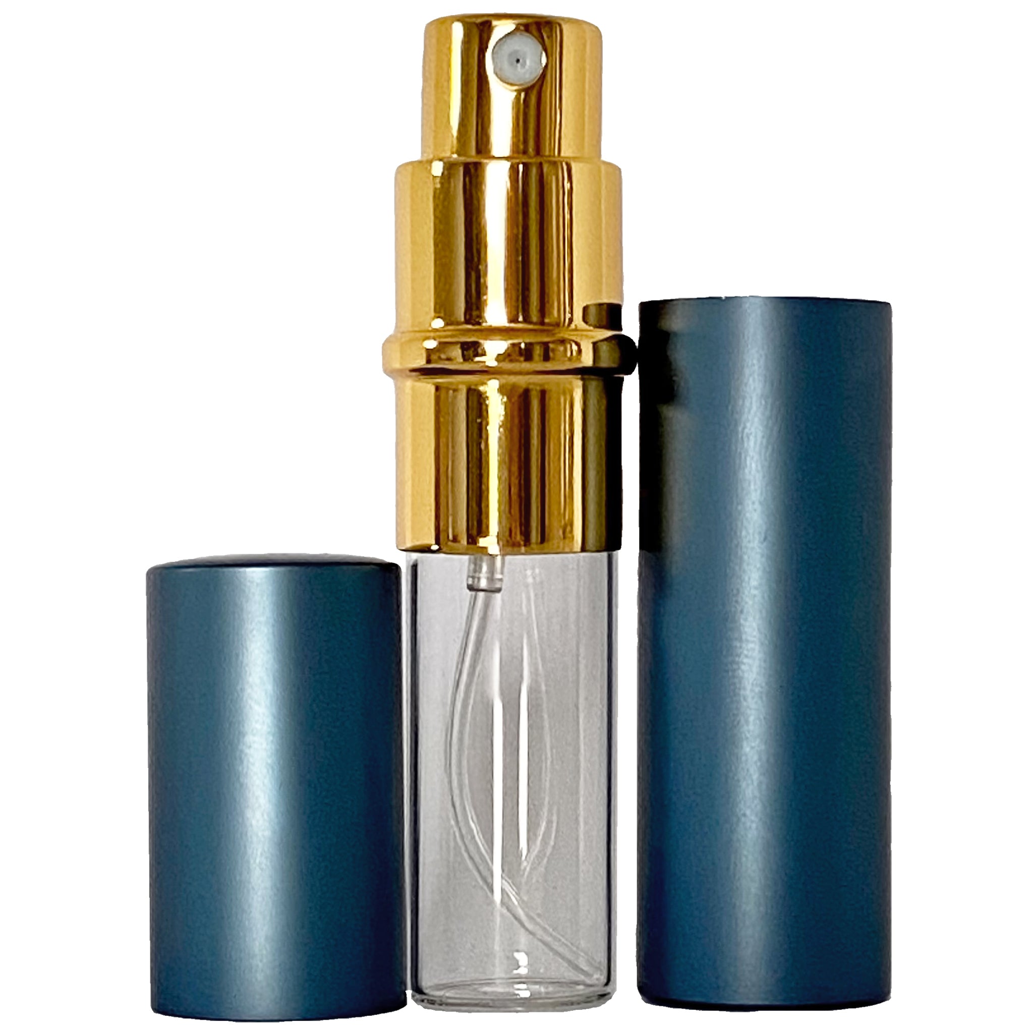 6ml 0.2oz Blue Perfume Glass Spray Deluxe Bottles Gold Atomizers