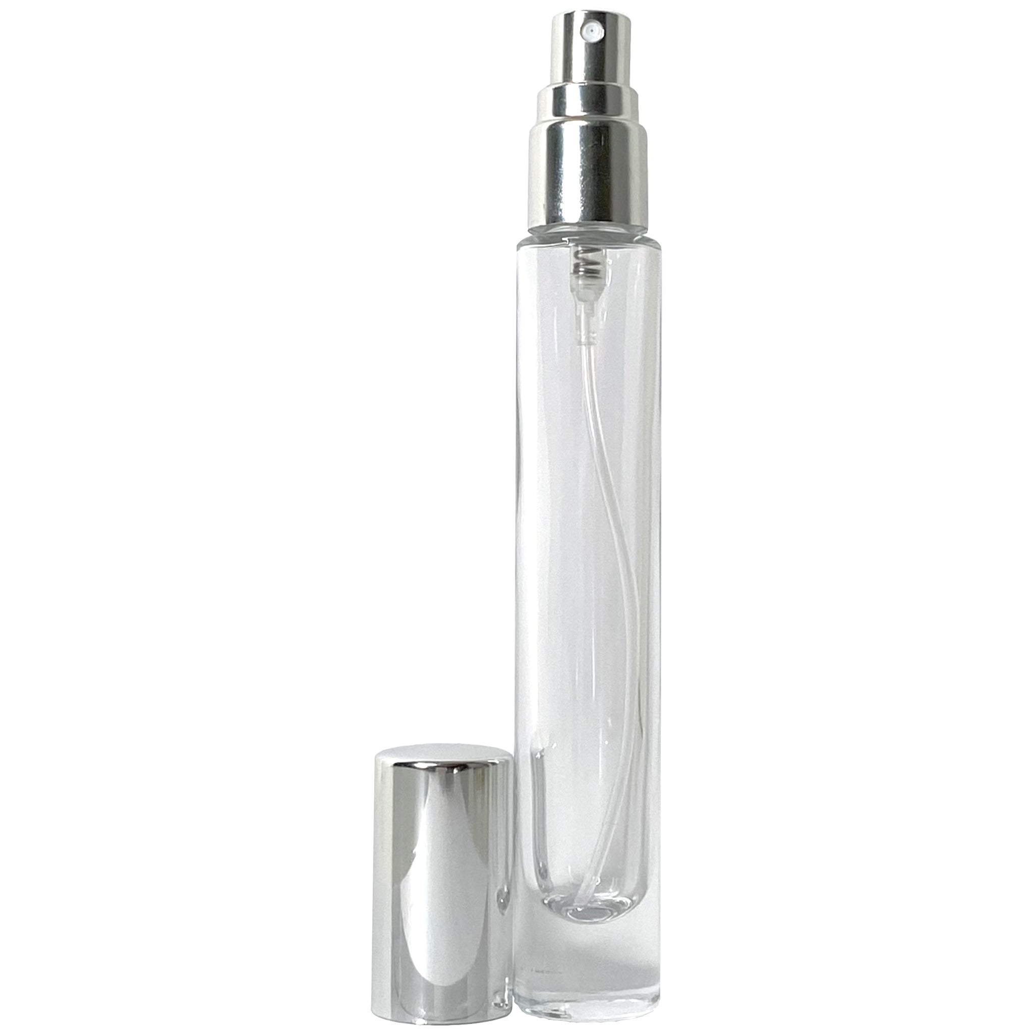 10ml 0.33oz Perfume Cylinder Thick Glass Spray Bottles Silver Atomizer