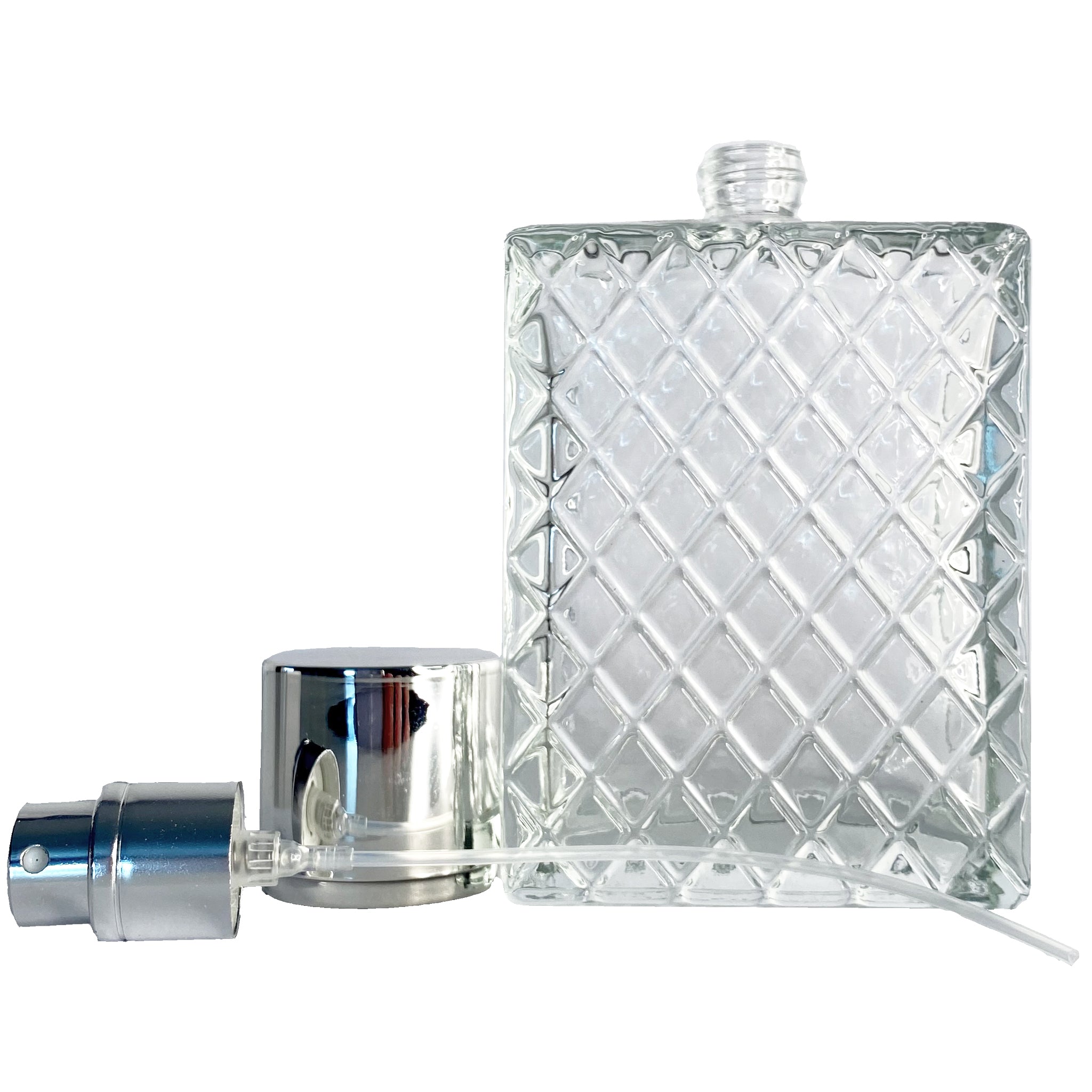 100ml 3.3oz Perfume Thick Glass Fancy Spray Bottles Silver Atomizers