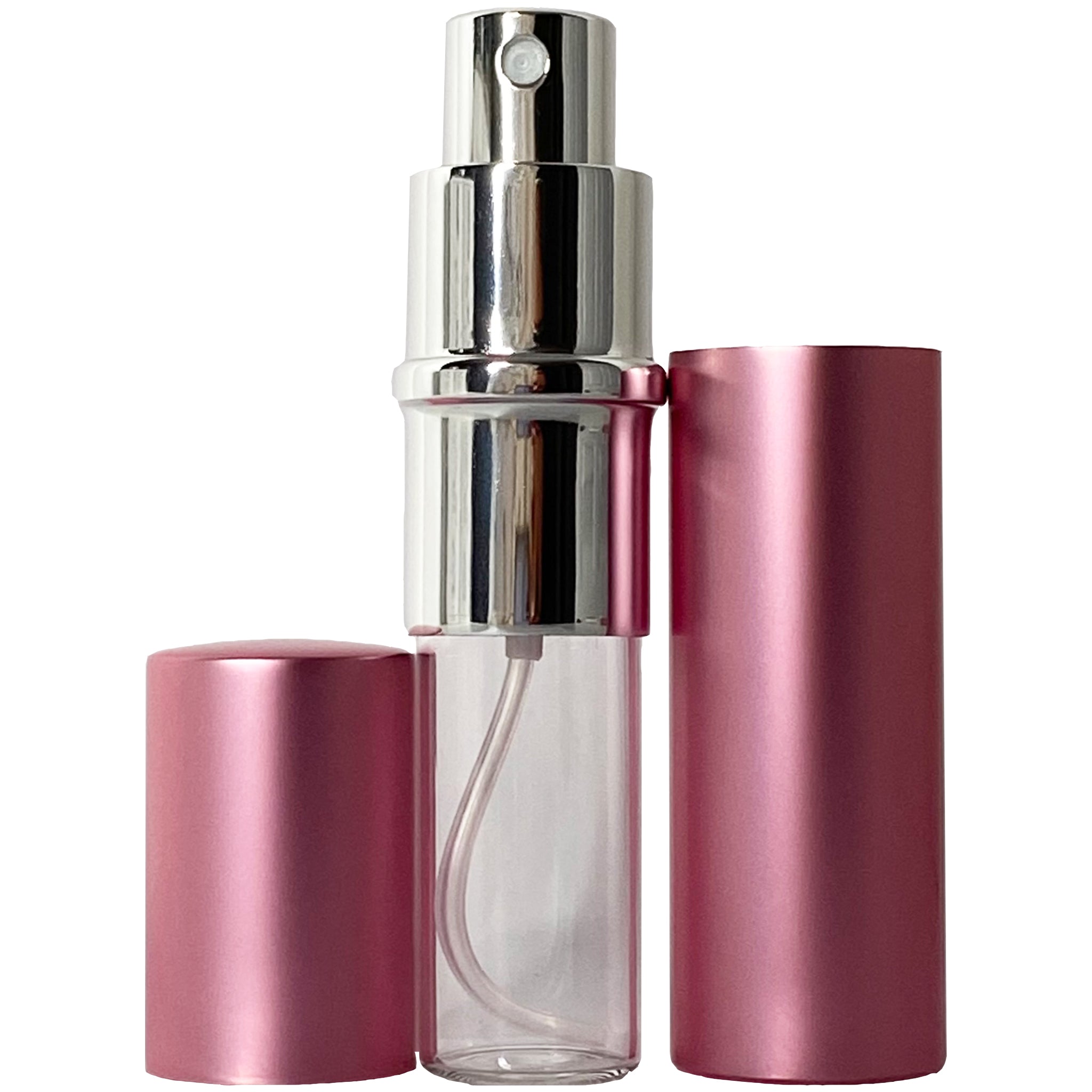 10ml 0.33oz Pink Perfume Glass Spray Deluxe Bottles Silver Atomizers