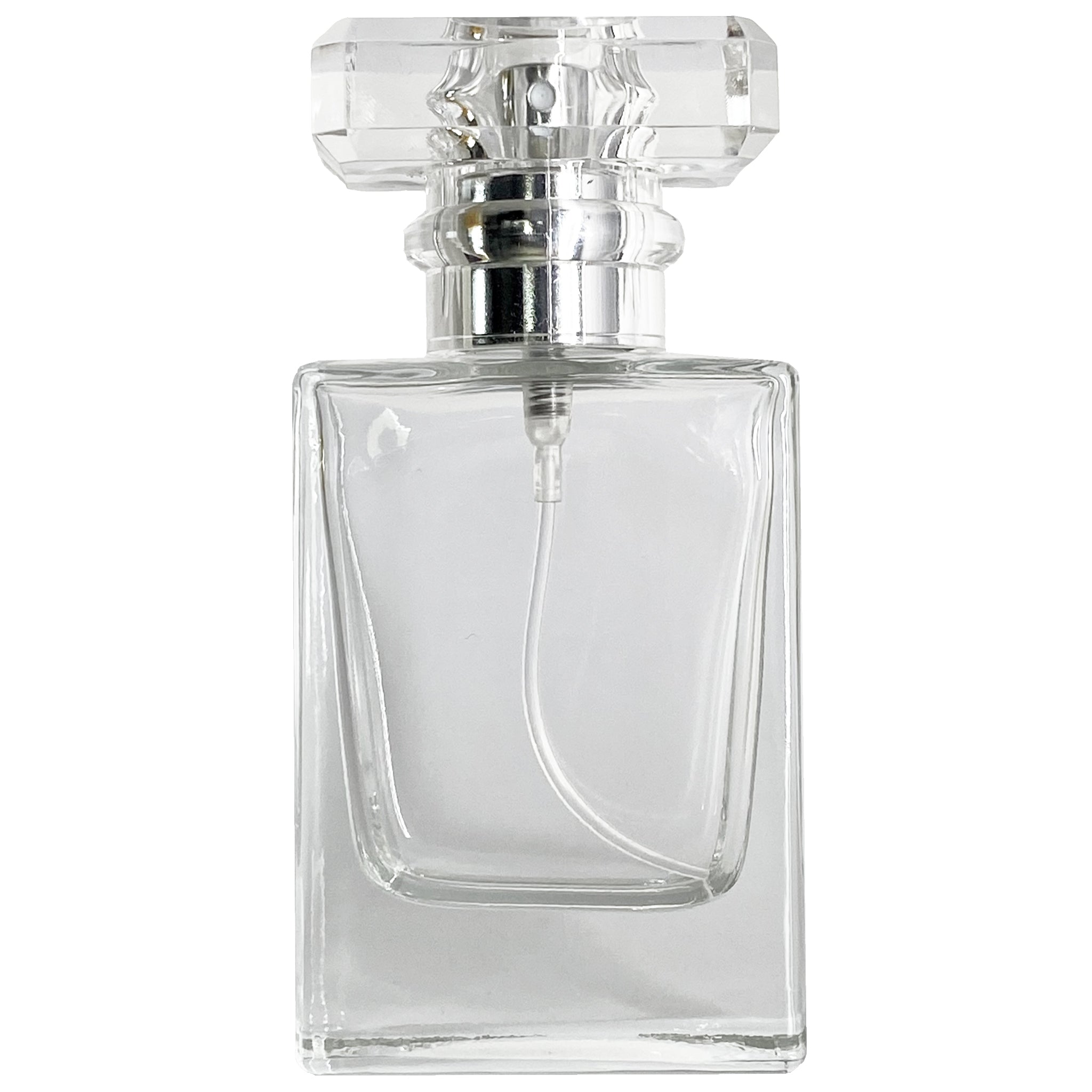 30ml 1oz Perfume Square Glass Spray Bottles Silver Atomizer
