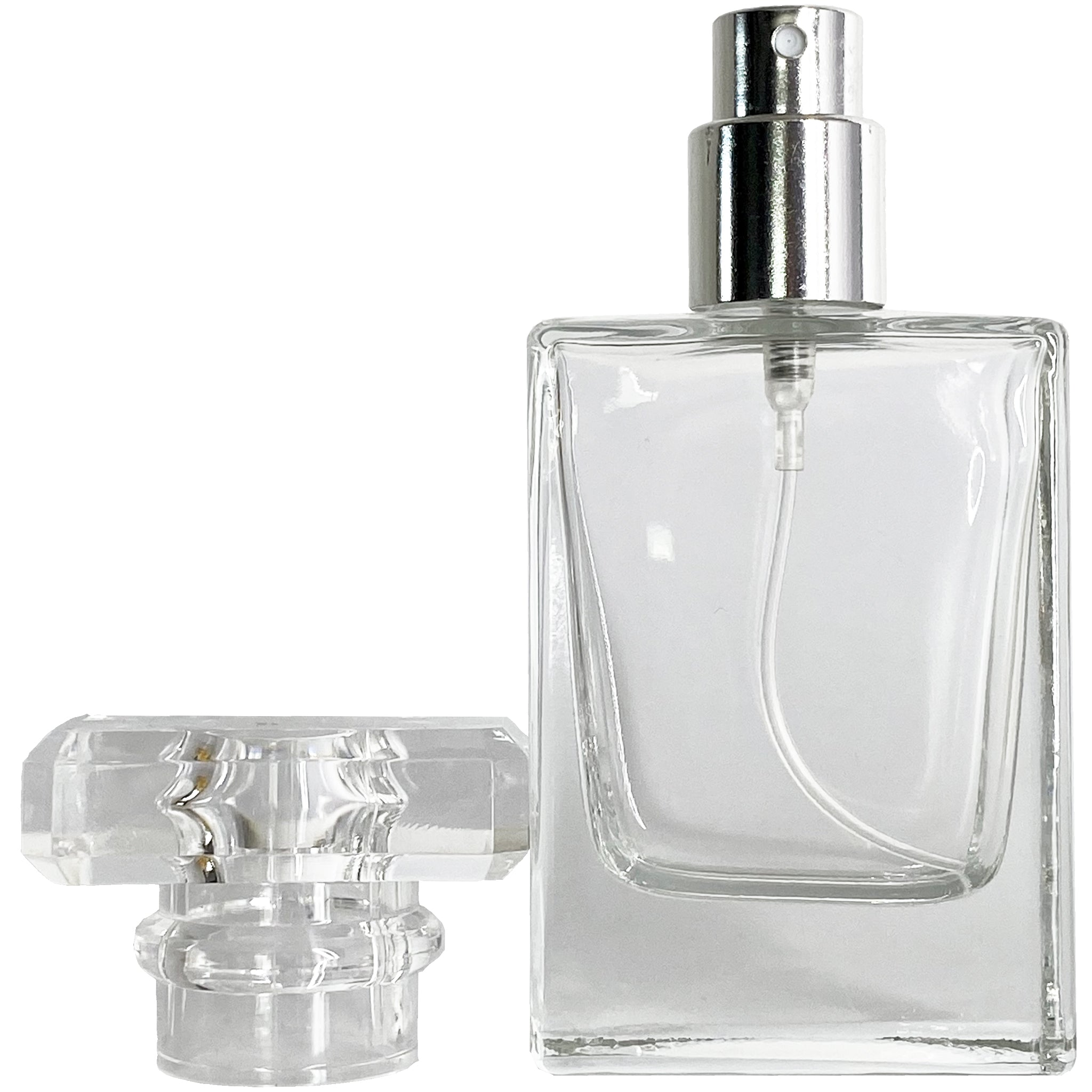 30ml 1oz Perfume Square Glass Spray Bottles Silver Atomizer
