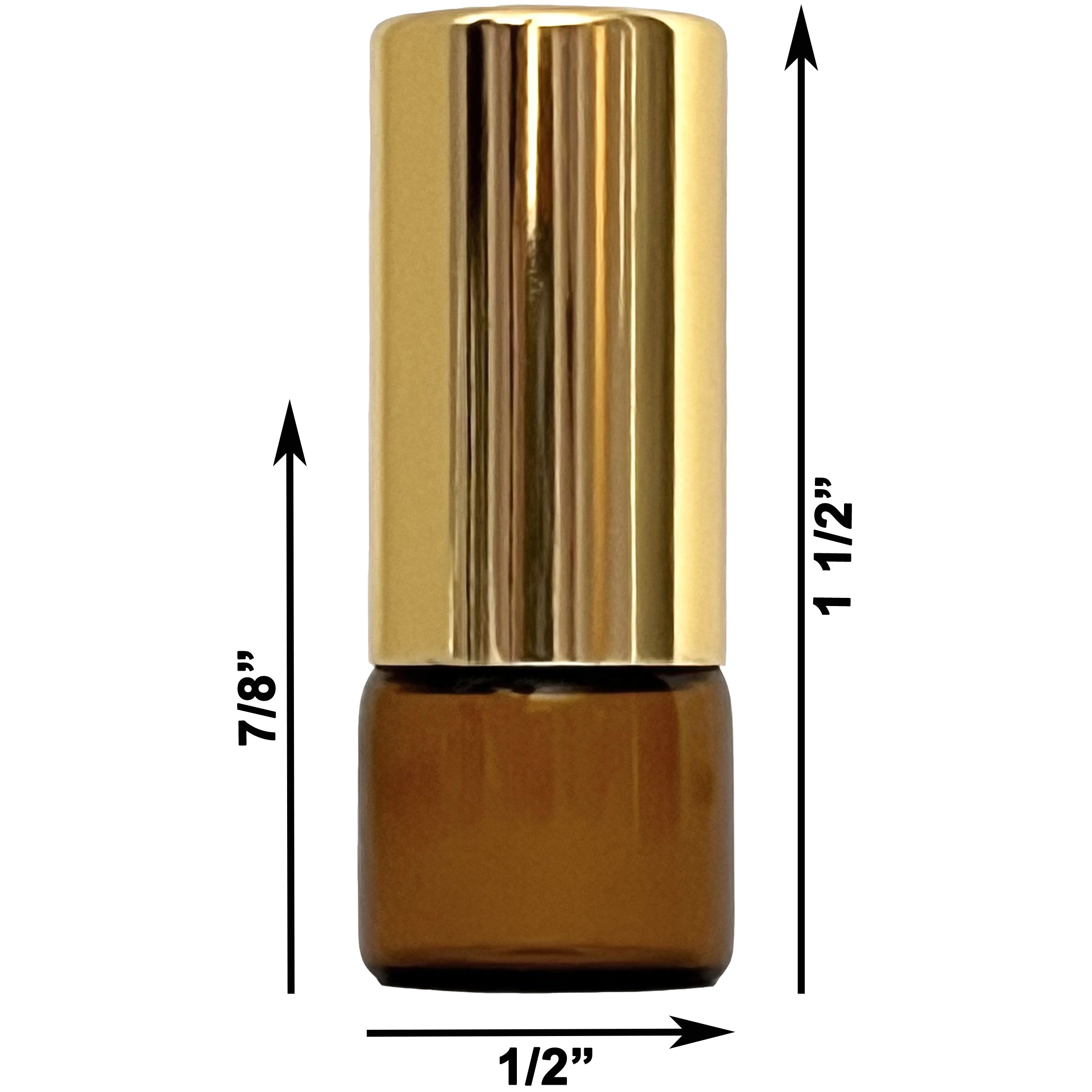 1ml 0.03oz Amber Glass Roll On Roller Bottles Gold Caps