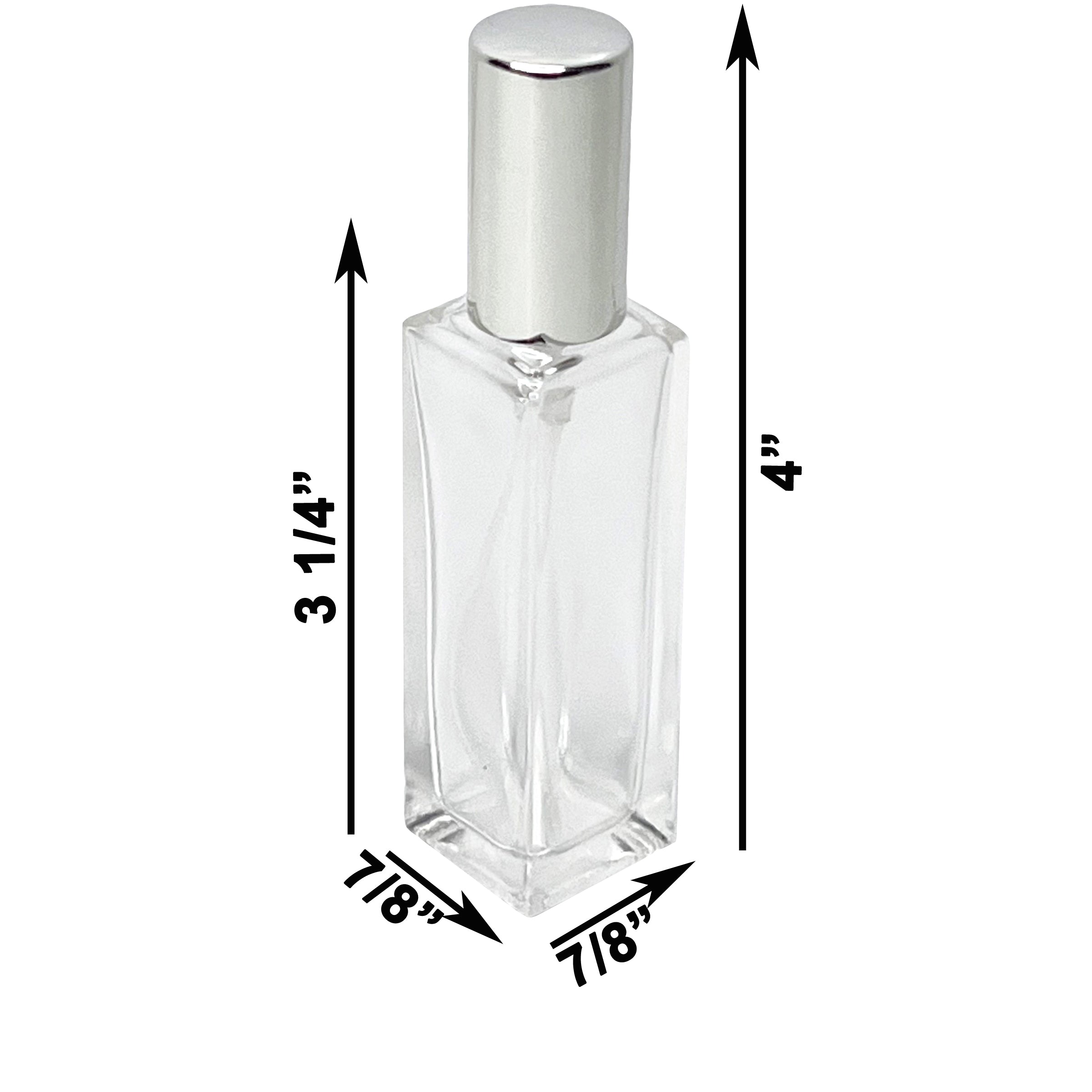 20ml 0.67oz Perfume Thick Glass Tall Spray Bottles Silver Atomizers