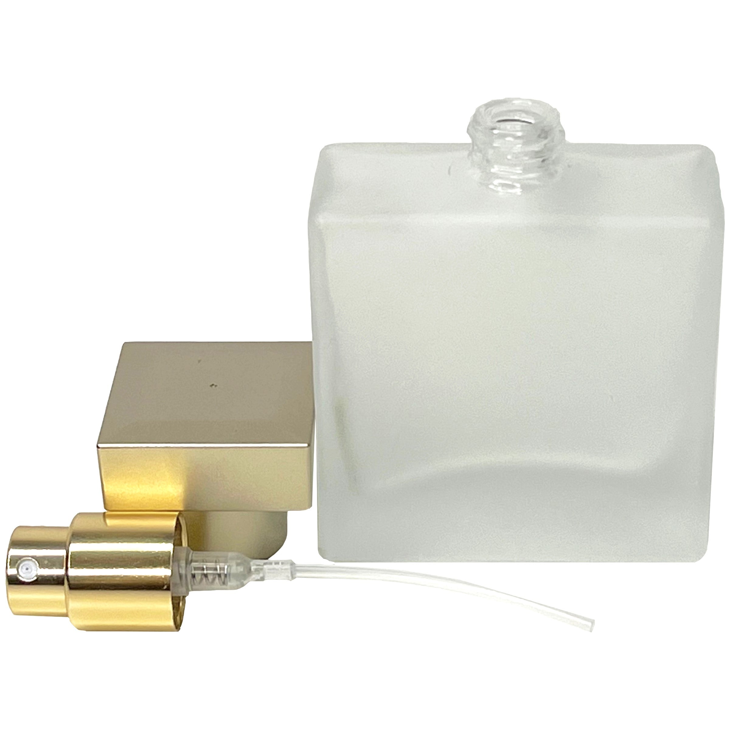 25ml 0.85oz Perfume Frosted Glass Square Spray Bottles Gold Atomizers