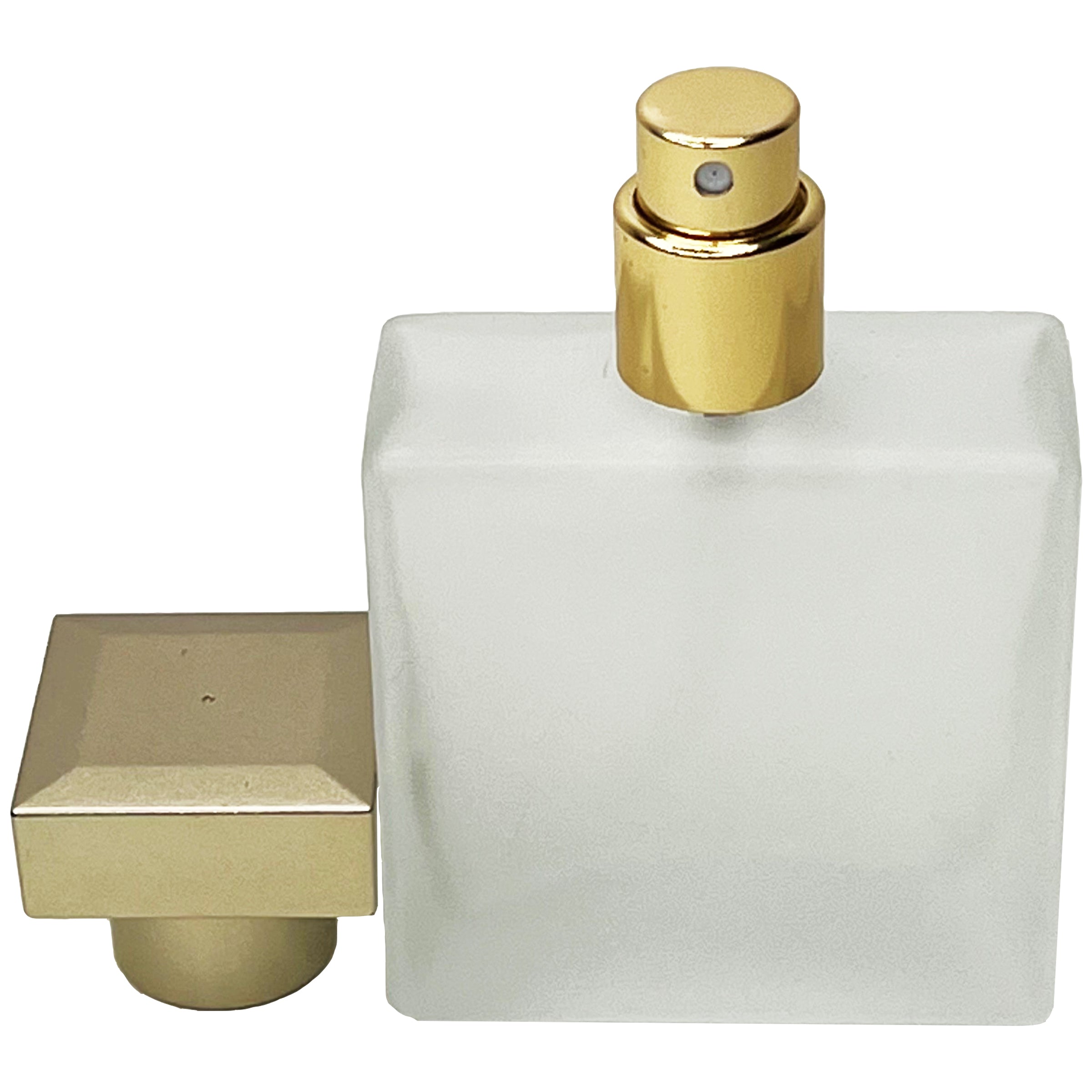 25ml 0.85oz Perfume Frosted Glass Square Spray Bottles Gold Atomizers