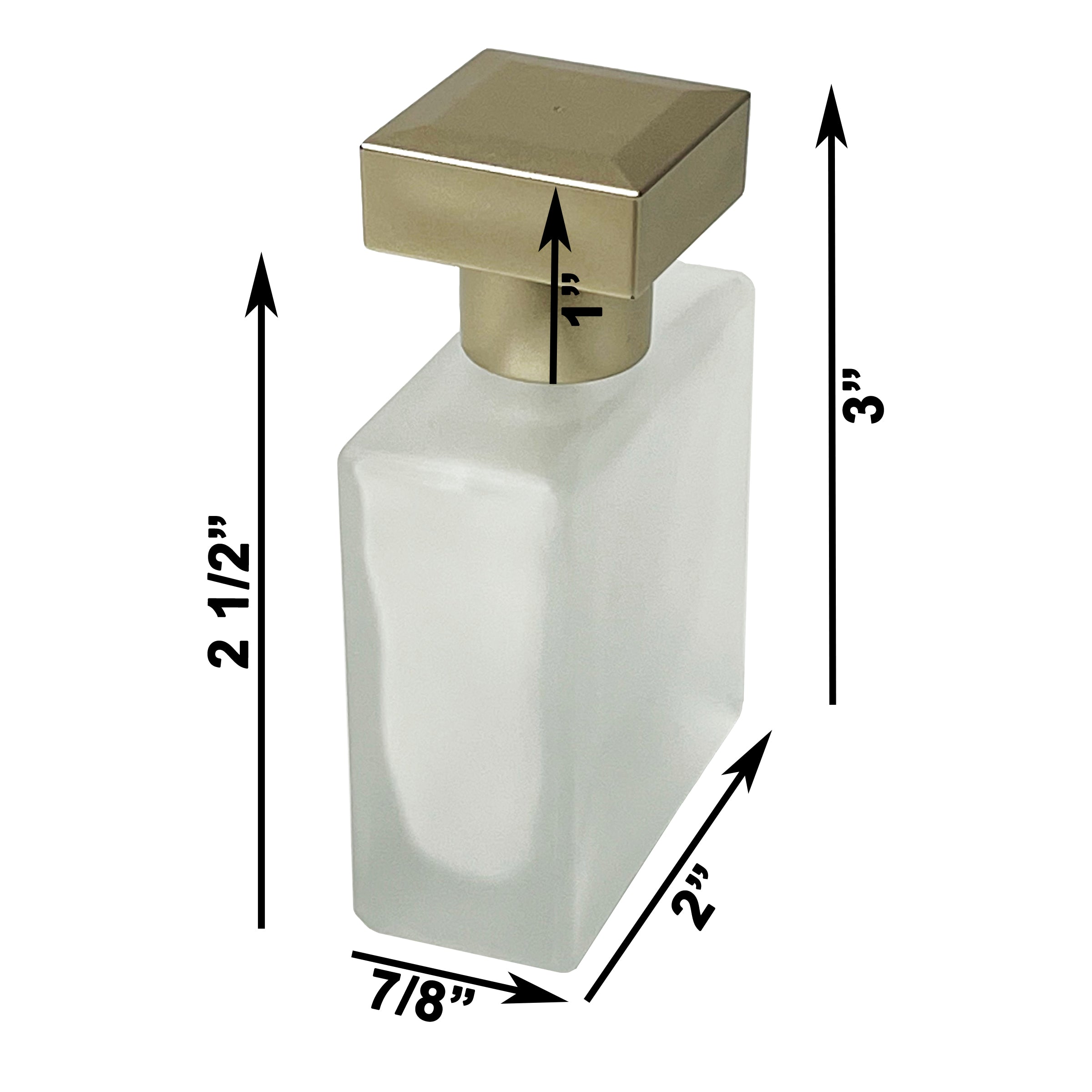 25ml 0.85oz Perfume Frosted Glass Square Spray Bottles Gold Atomizers