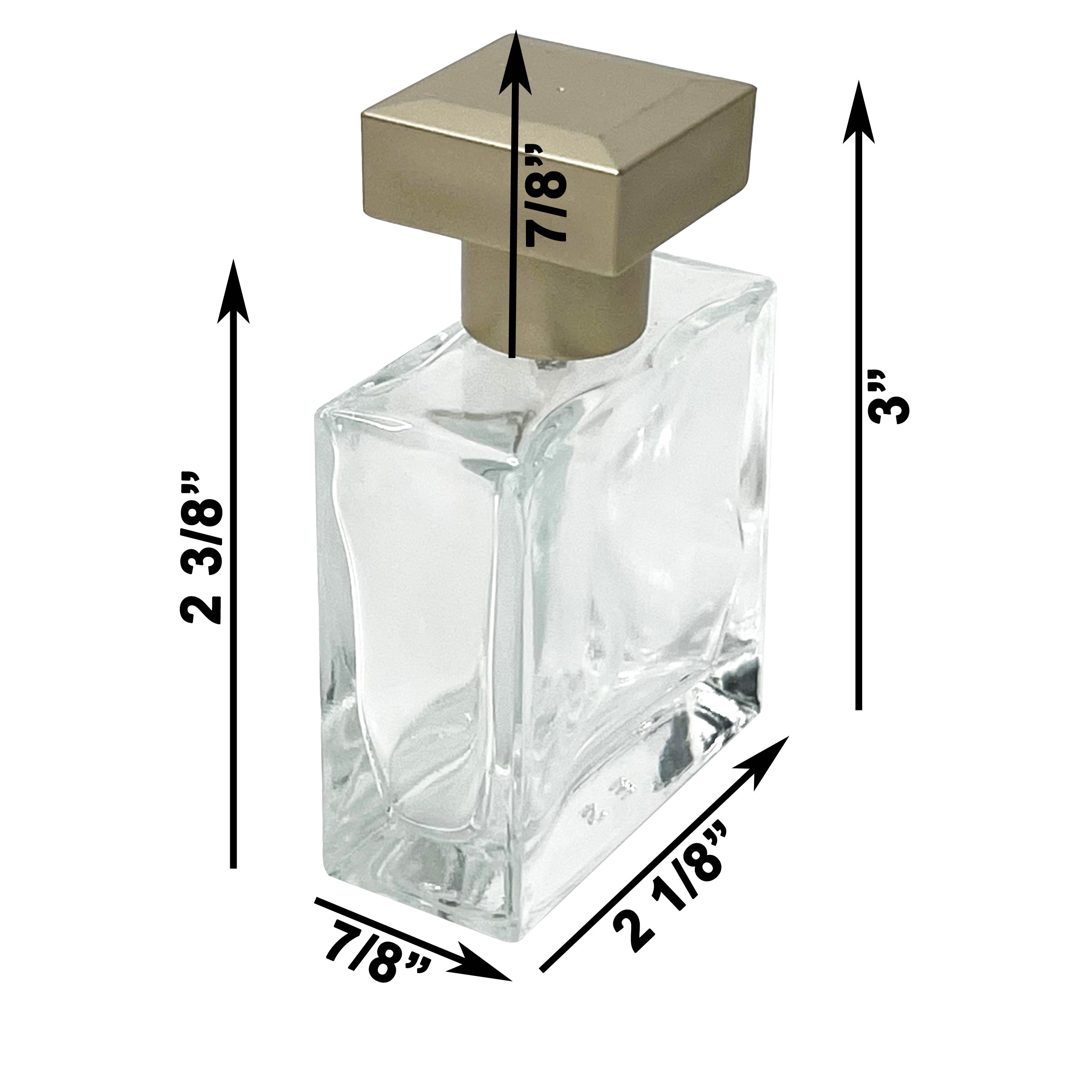 25ml 0.85oz Perfume Thick Glass Square Spray Bottles Bronze Lid