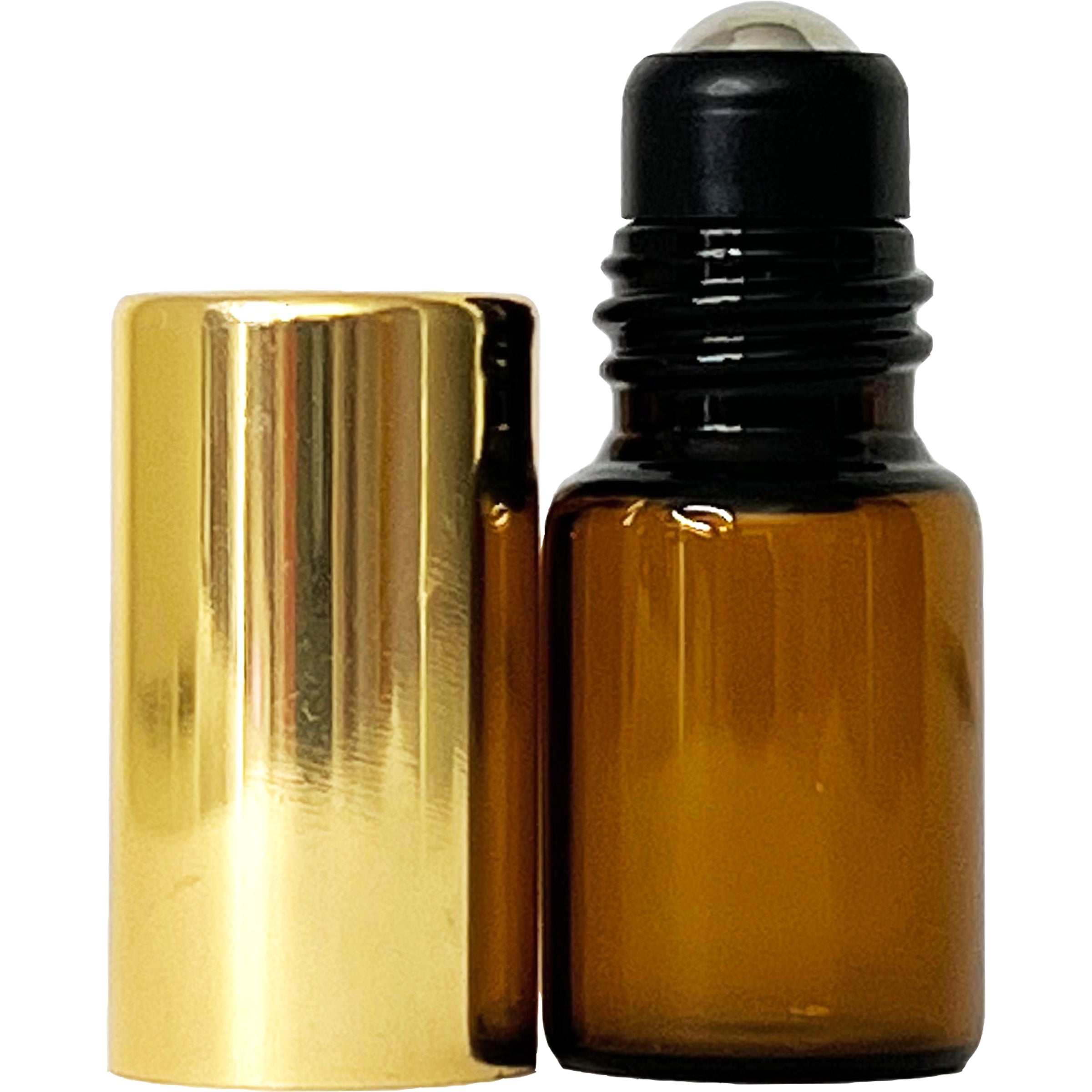 2ml 0.07oz Amber Glass Roll On Roller Bottles Gold Cap