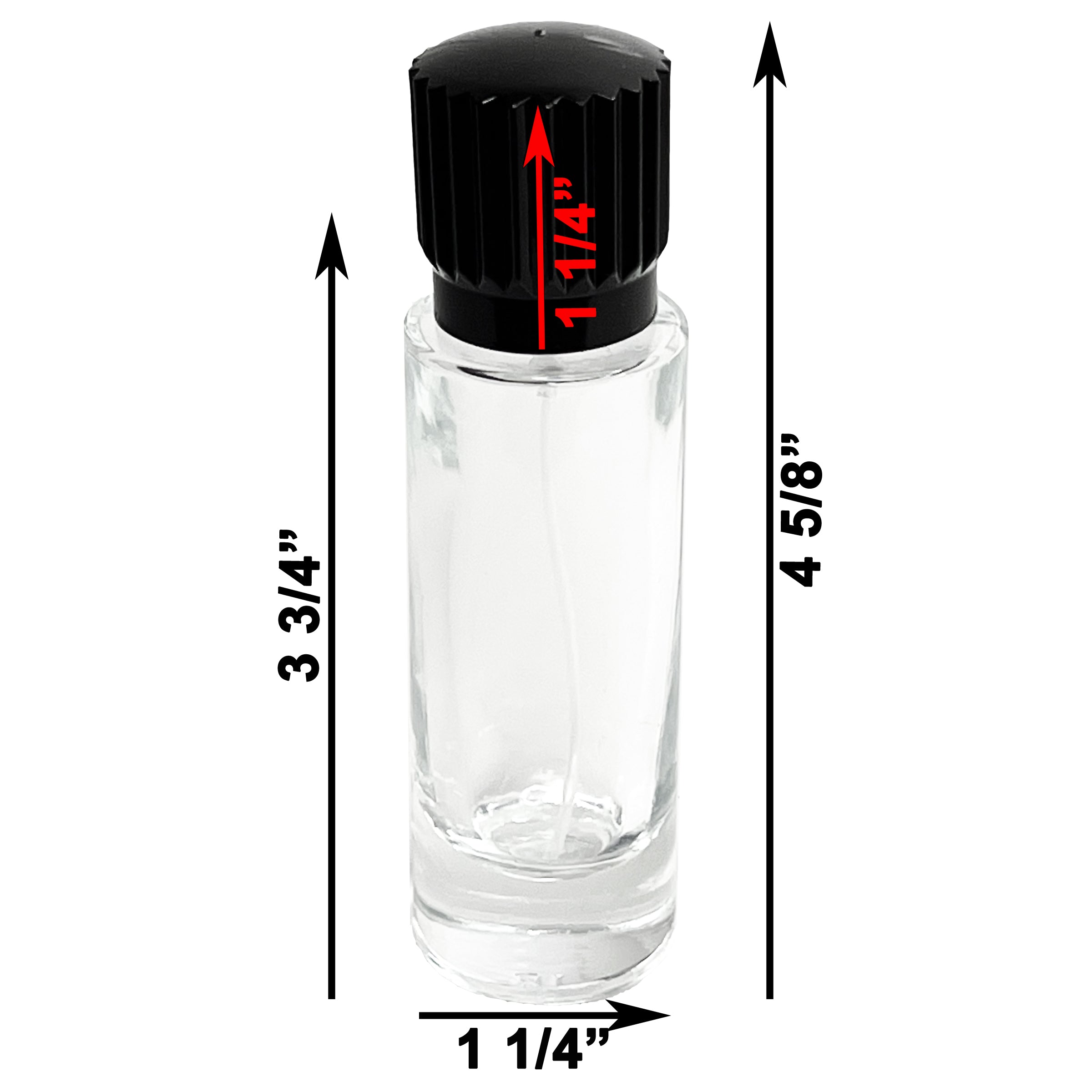 30ml 1oz Perfume Cylinder Glass Spray Bottles Black Bolt cap